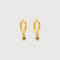 S925 Silver Moss Agate Drop Huggie Earrings