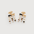 Beaded Fringe Drop Earrings - Gold & Blue