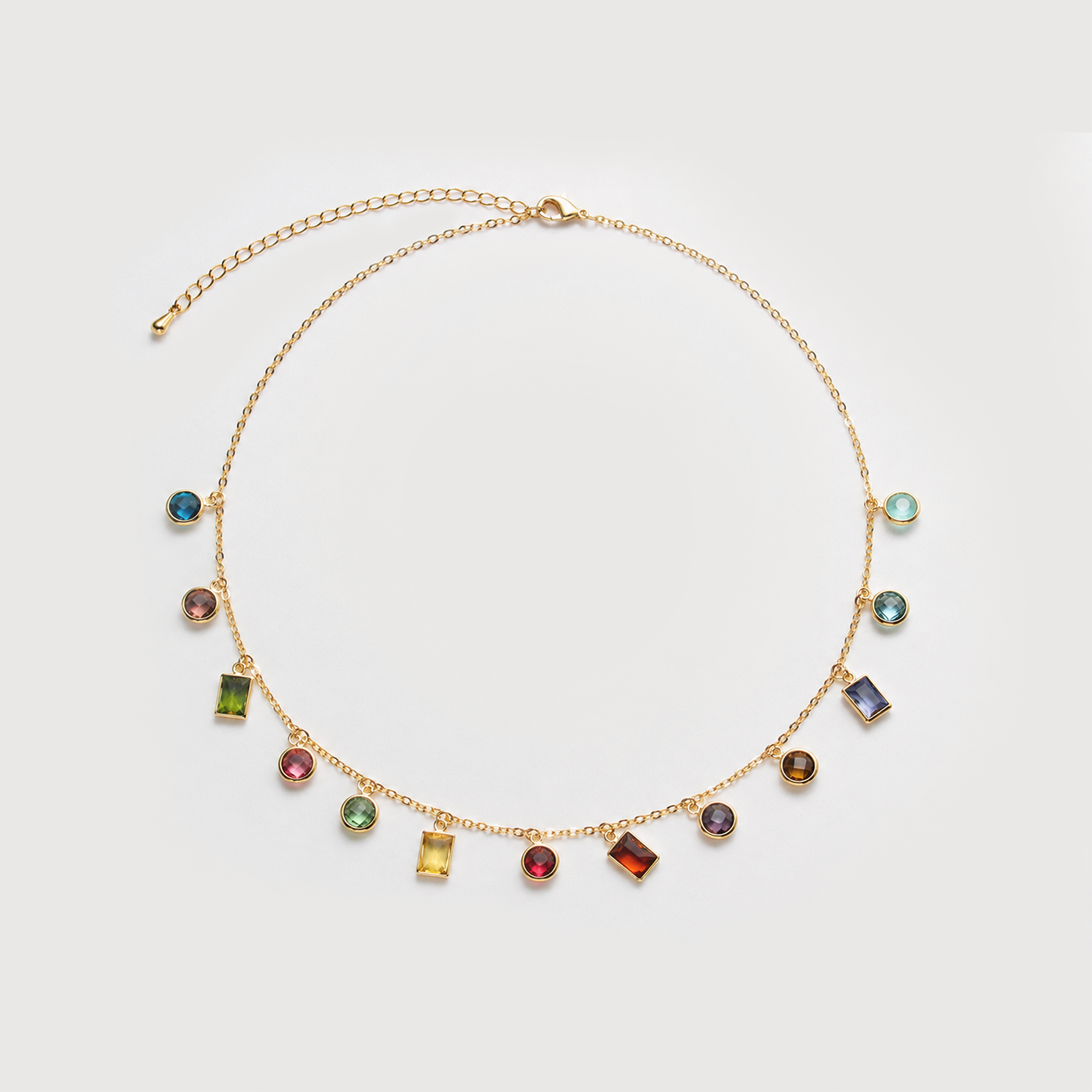 Multicolor Glass Crystal Charm Necklace