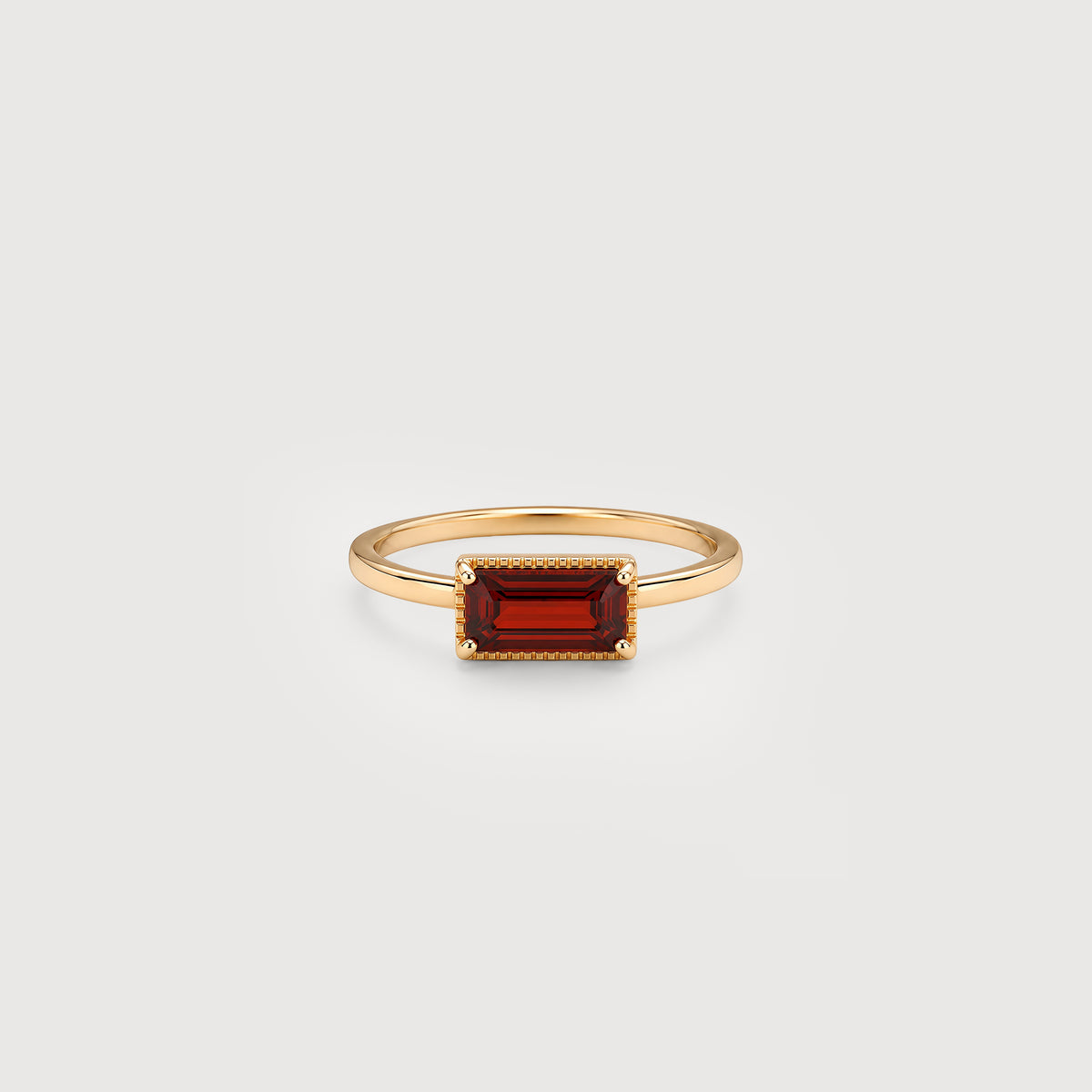 Gold-Plated S925 Rectangular Garnet Ring