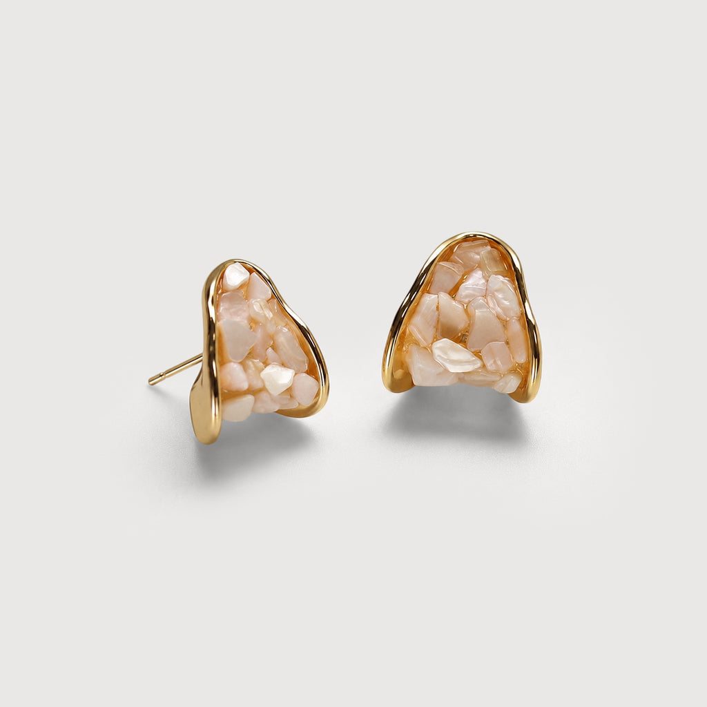 Shell Inlay Sculptural Stud Earrings