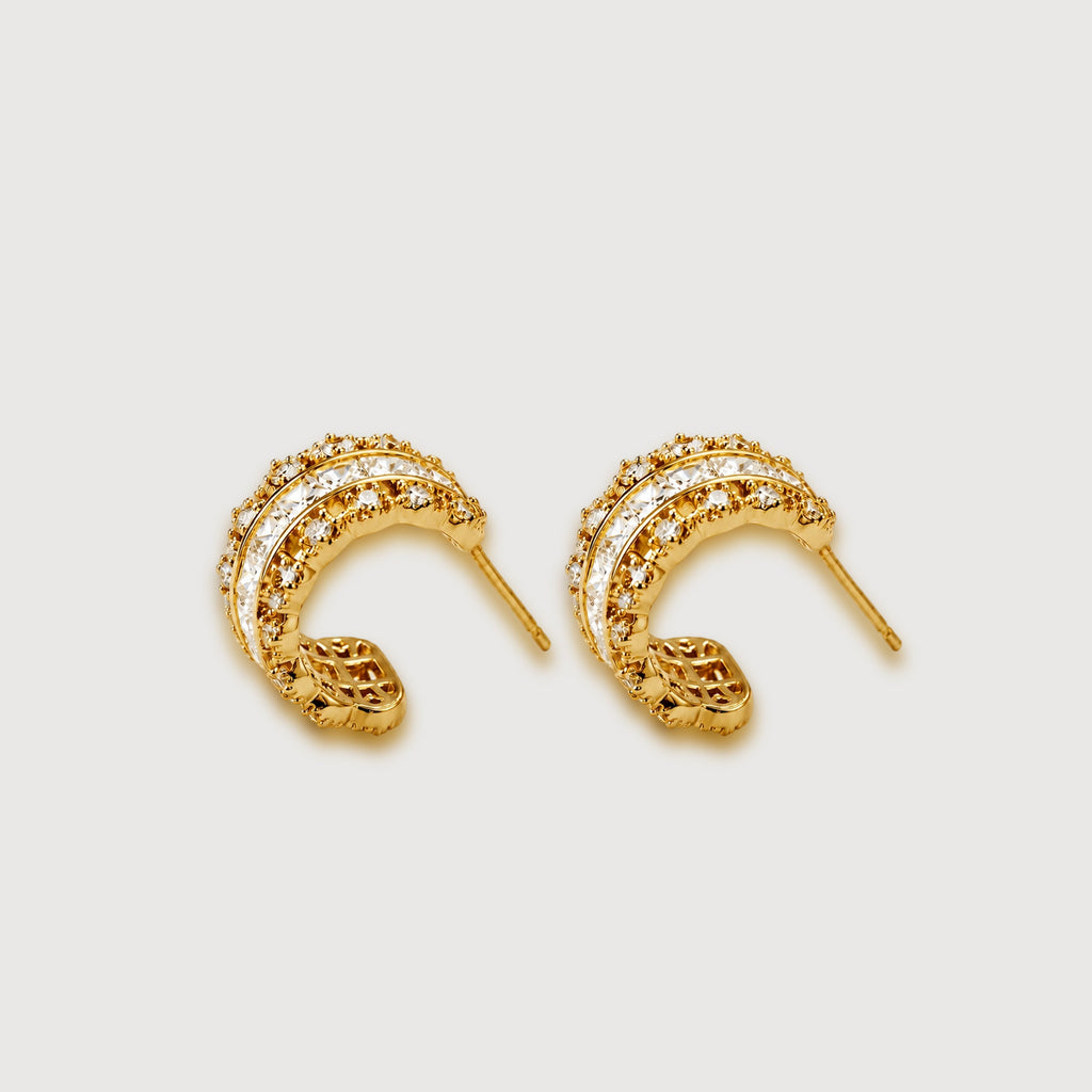 Channel-Set Zircon Half-Hoop Earrings