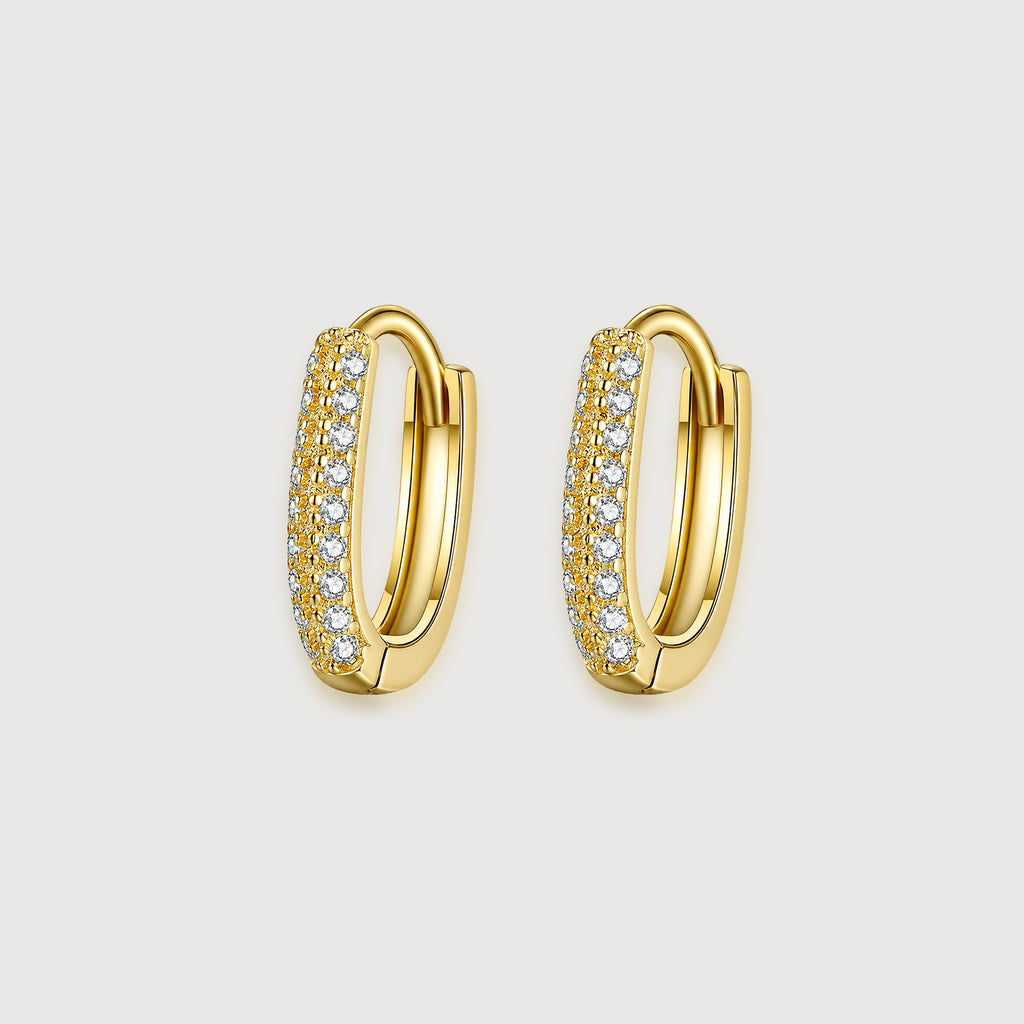 Gold-Plated Zircon Huggie Hoop Earrings