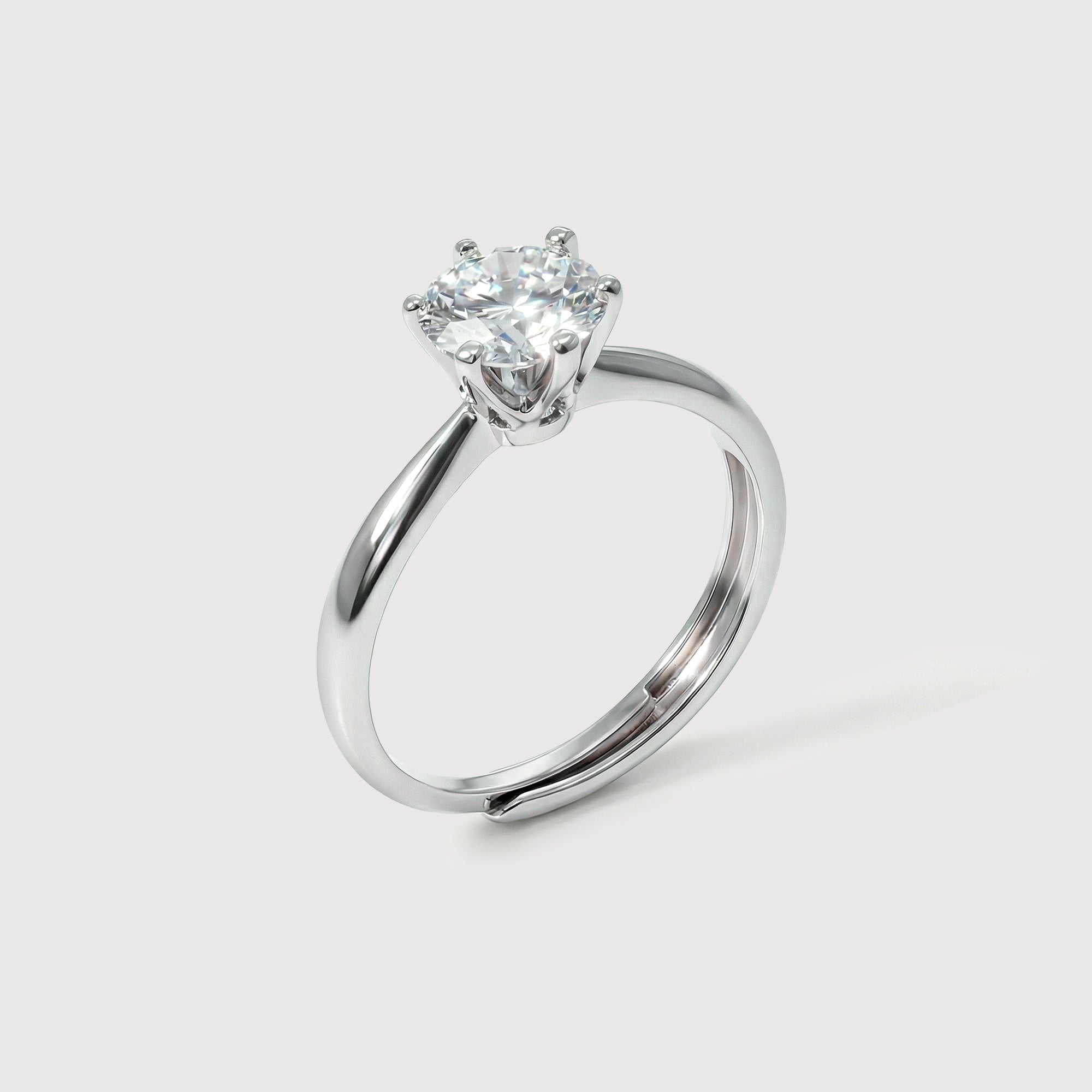 S925 Silver 2 ct Moissanite Six-Prong Ring