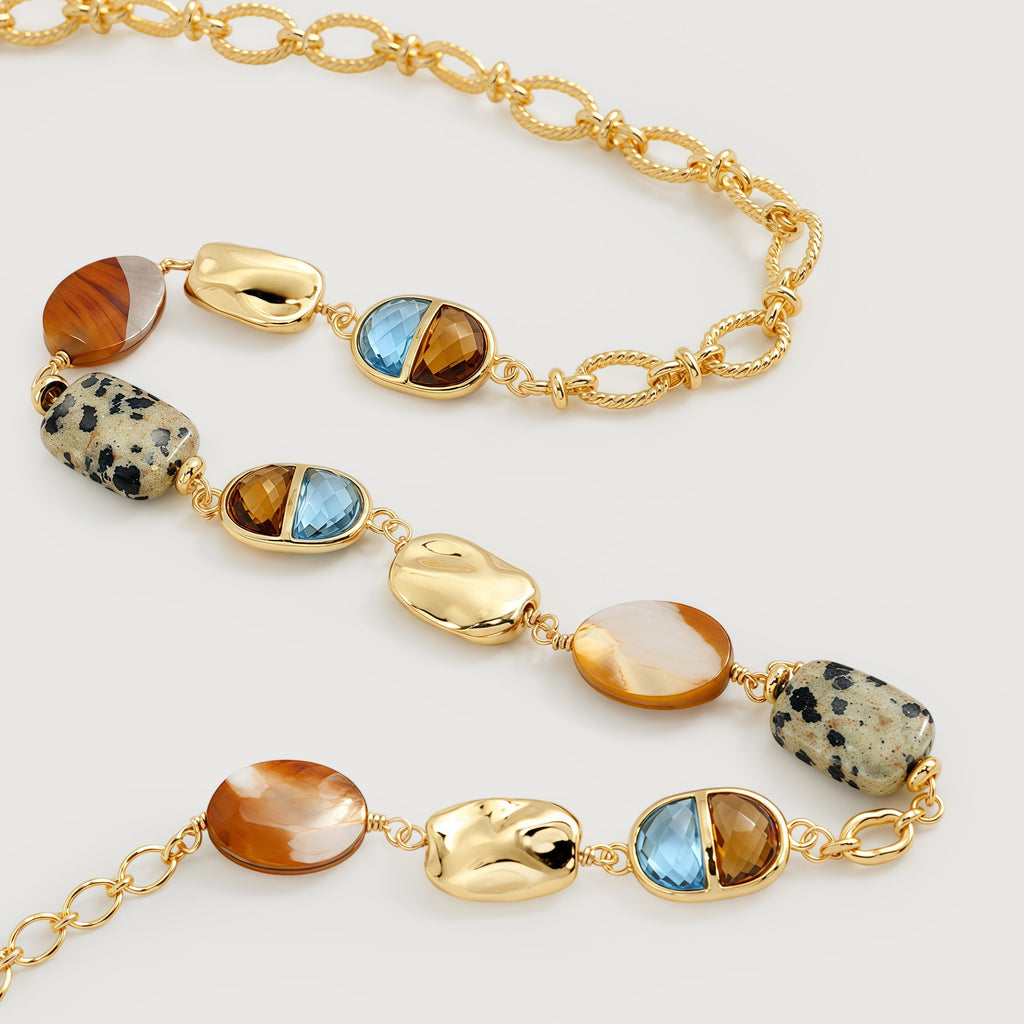 Mixed Stone Gold-Tone Statement Necklace