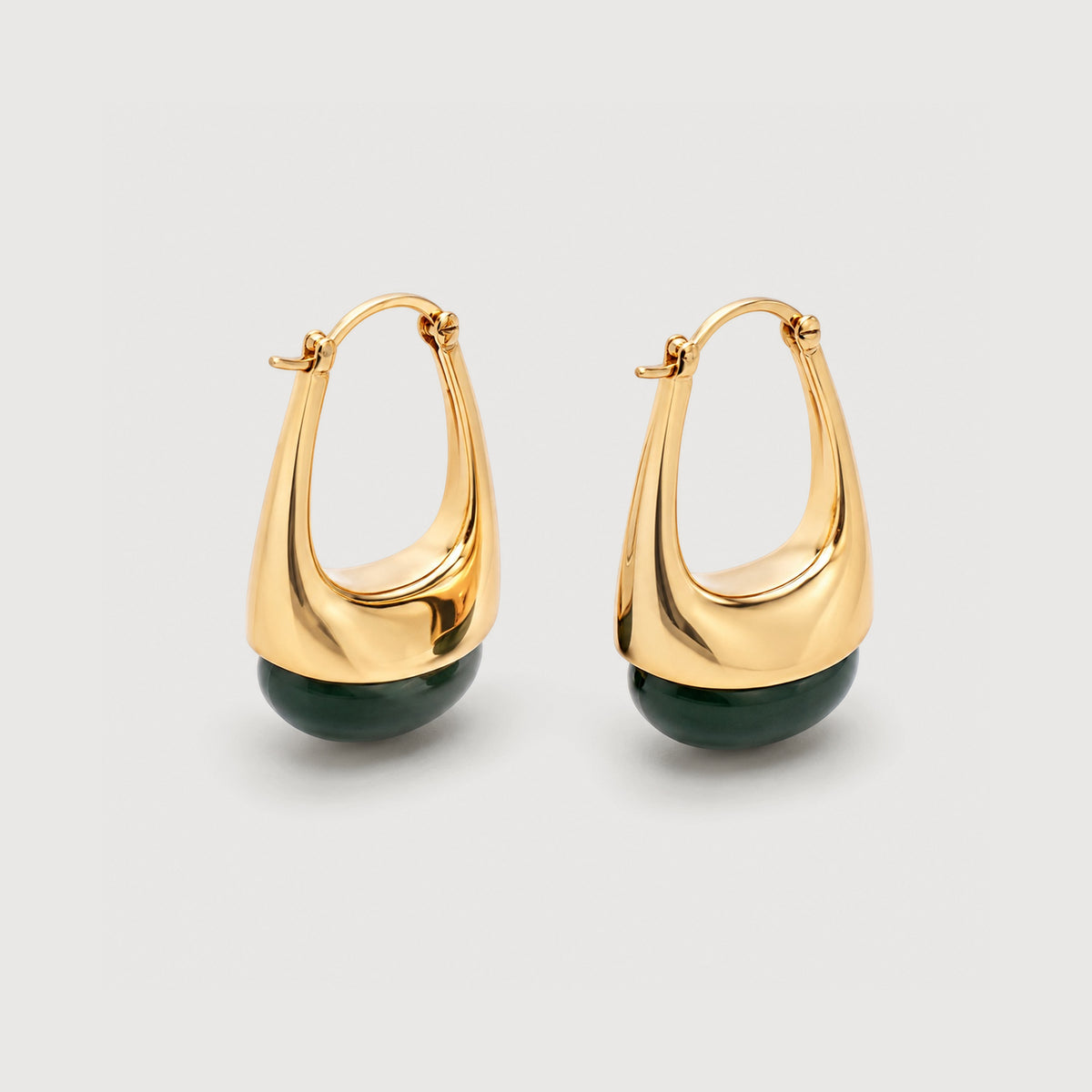 Resin Accent Sculptural Drop Hoop Earrings