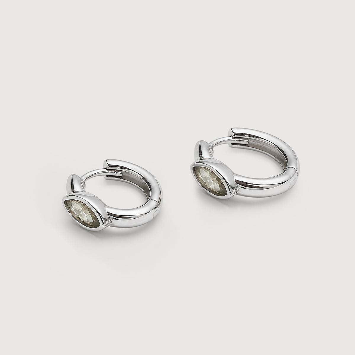 S925 Silver Marquise CZ Hinged Hoop Earrings