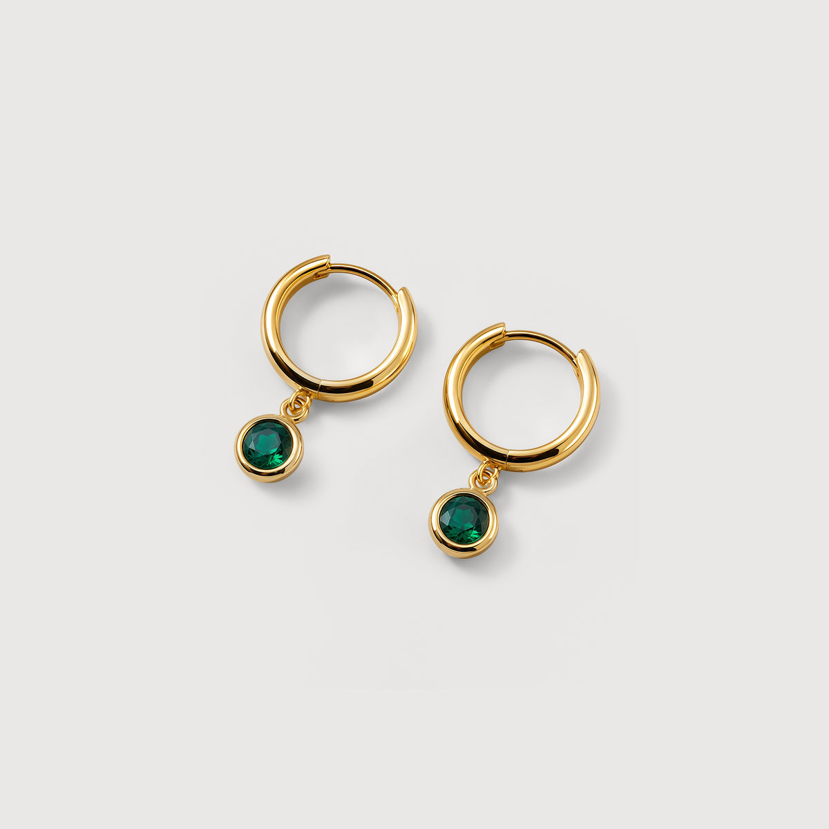 5A CZ Bezel Drop Huggie Hoop Earrings