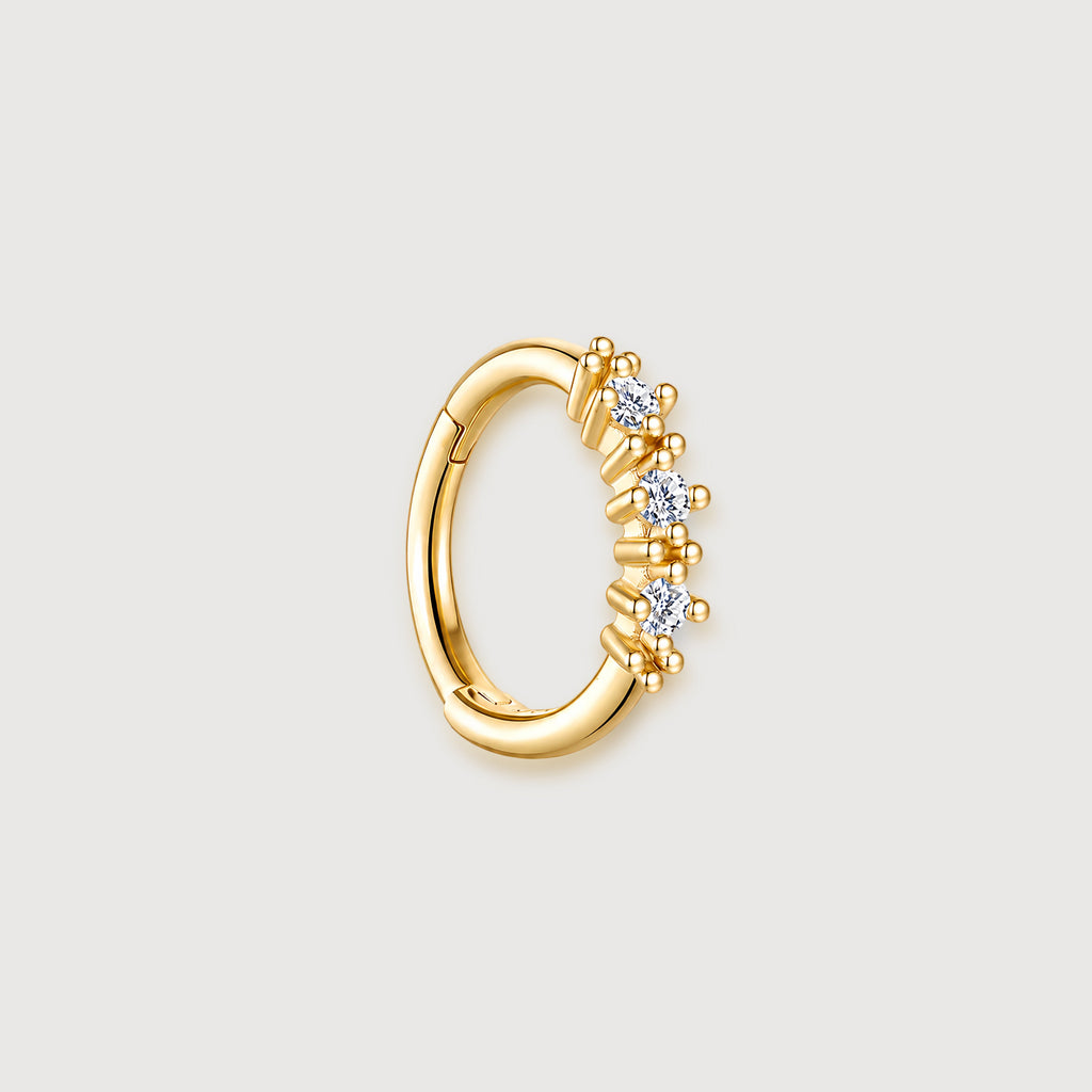 Triple Zircon Floral Huggie Hoop Earrings
