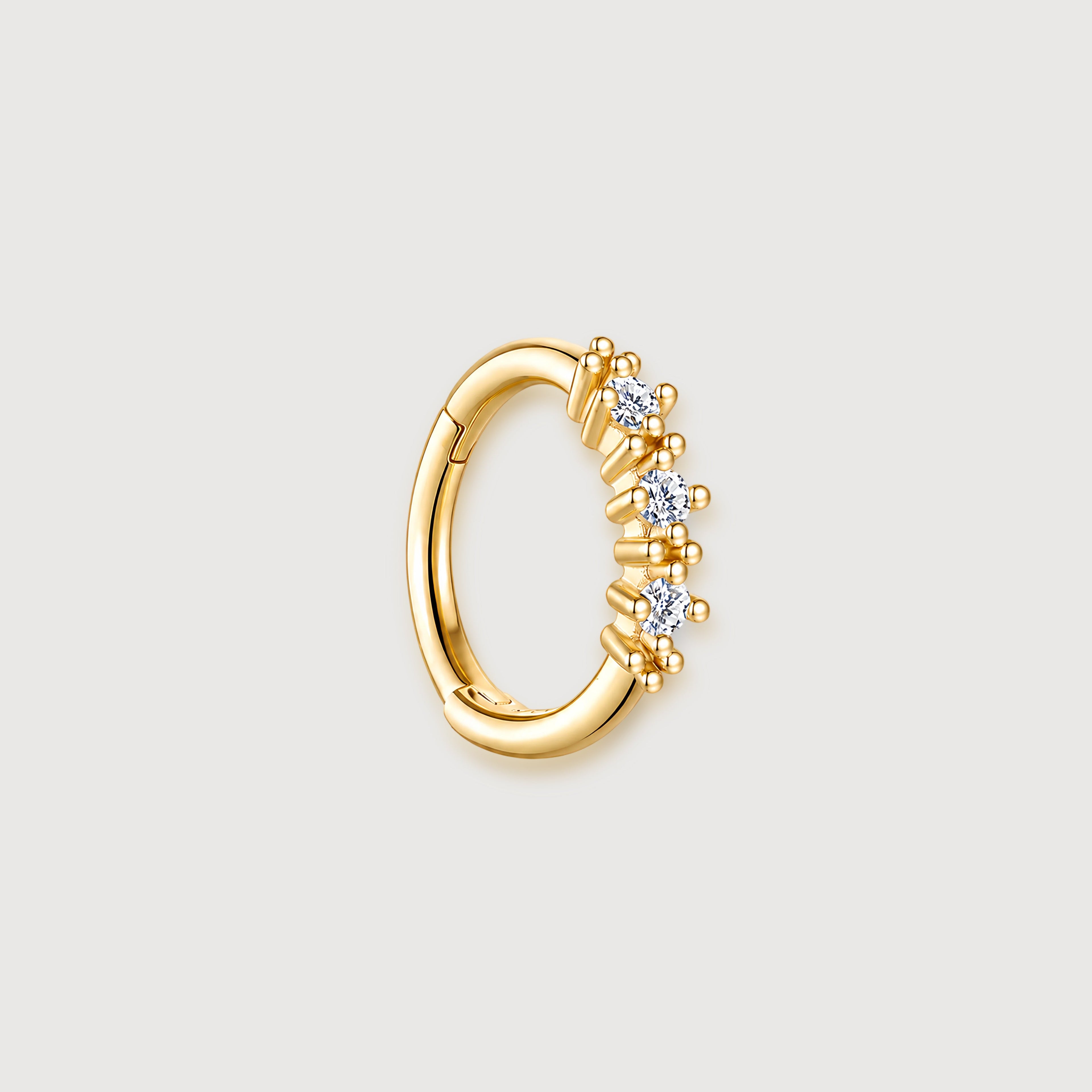Triple Zircon Floral Huggie Hoop Earrings