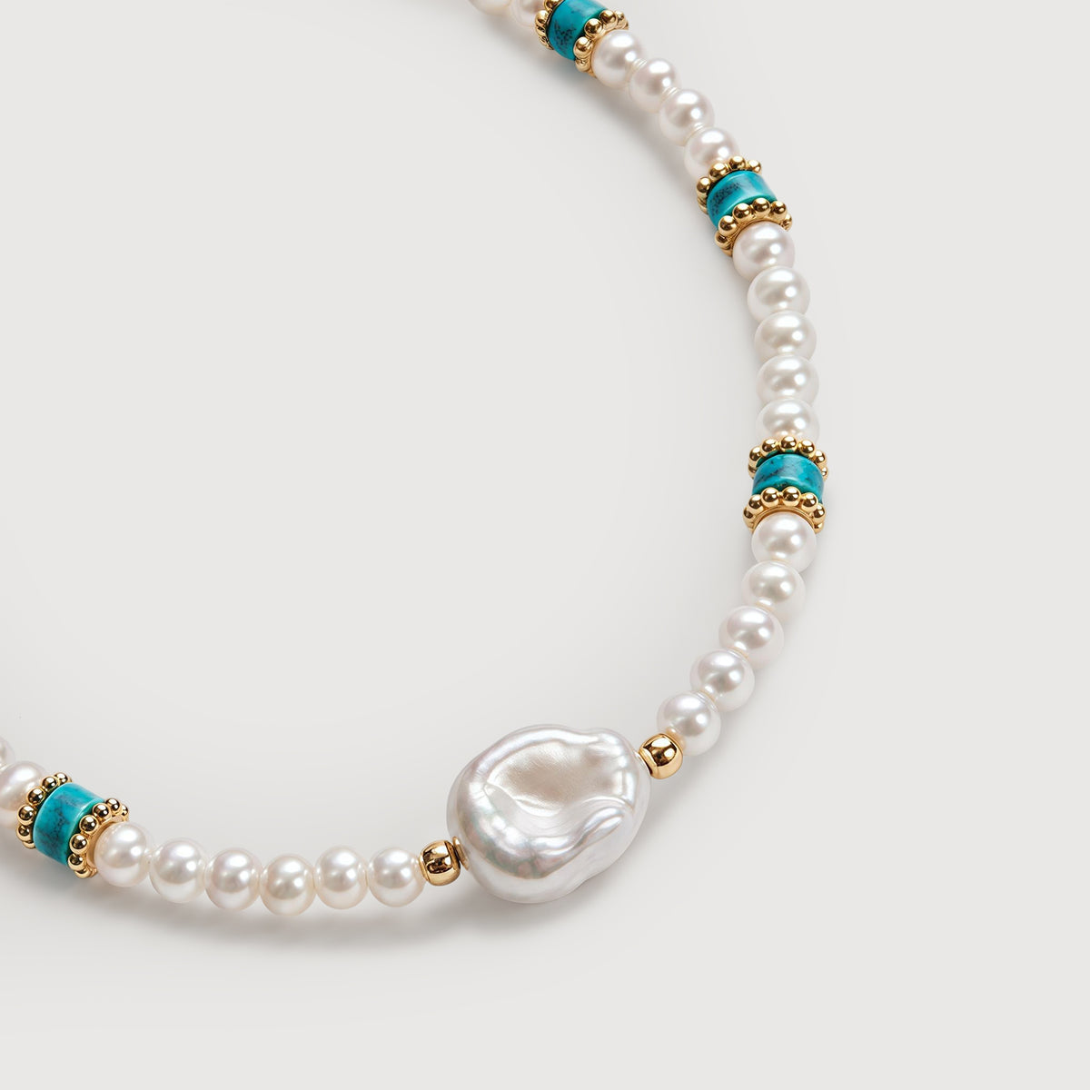 Freshwater Pearl Turquoise-Accent Gold-Plated Bracelet