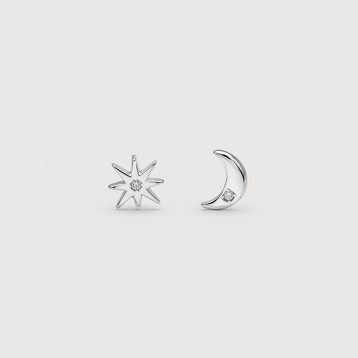 18K Gold-Plated S925 Moon & Star Stud Earrings