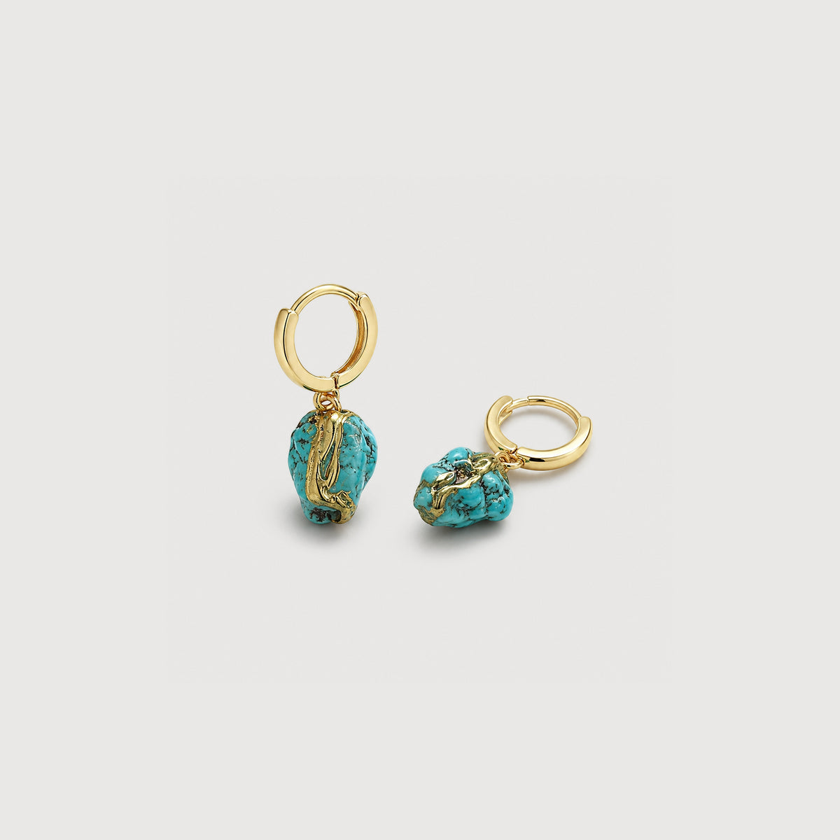 18K Gold-Plated Imitation Turquoise Drop Hoop Earrings