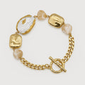 18K Gold-Plated Pearl and Mother-of-Pearl Bracelet