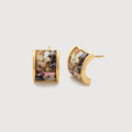 Gold-Plated Shell Mosaic Half-Hoop Earrings