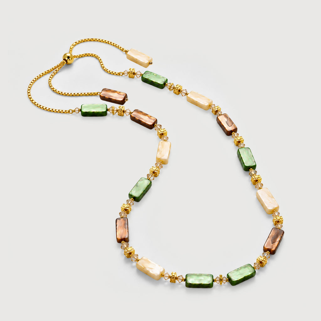 Shell and Glass Crystal Slider Necklace