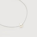 Sterling Silver Floating Pearl Box Chain Necklace