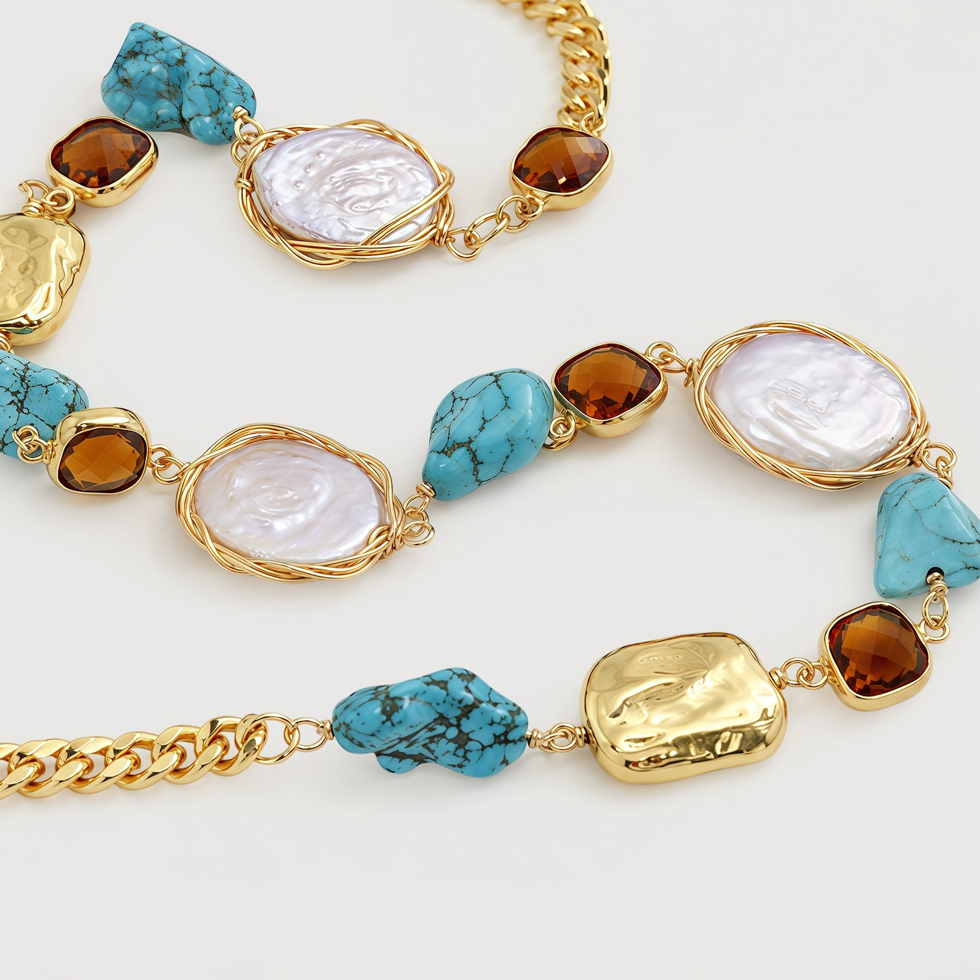 Baroque Pearl Turquoise Statement Necklace