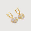 Pavé Zircon Heart Leverback Drop Earrings