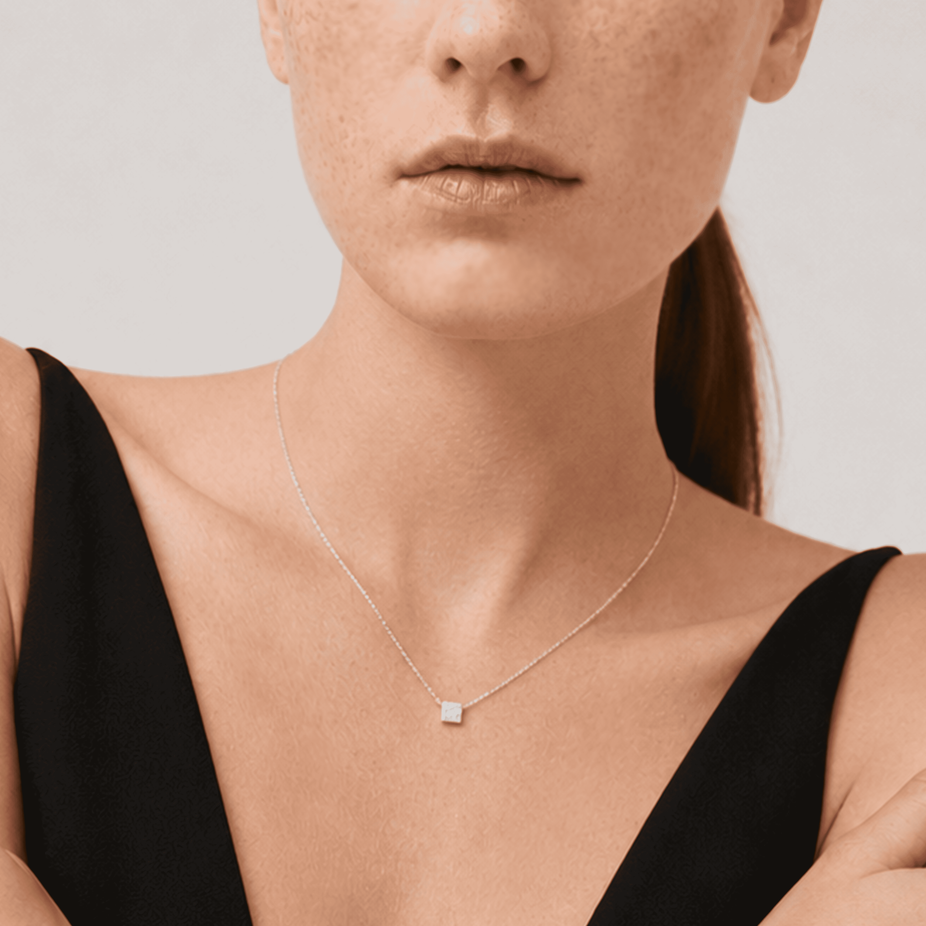Sterling Silver Textured Cube Necklace