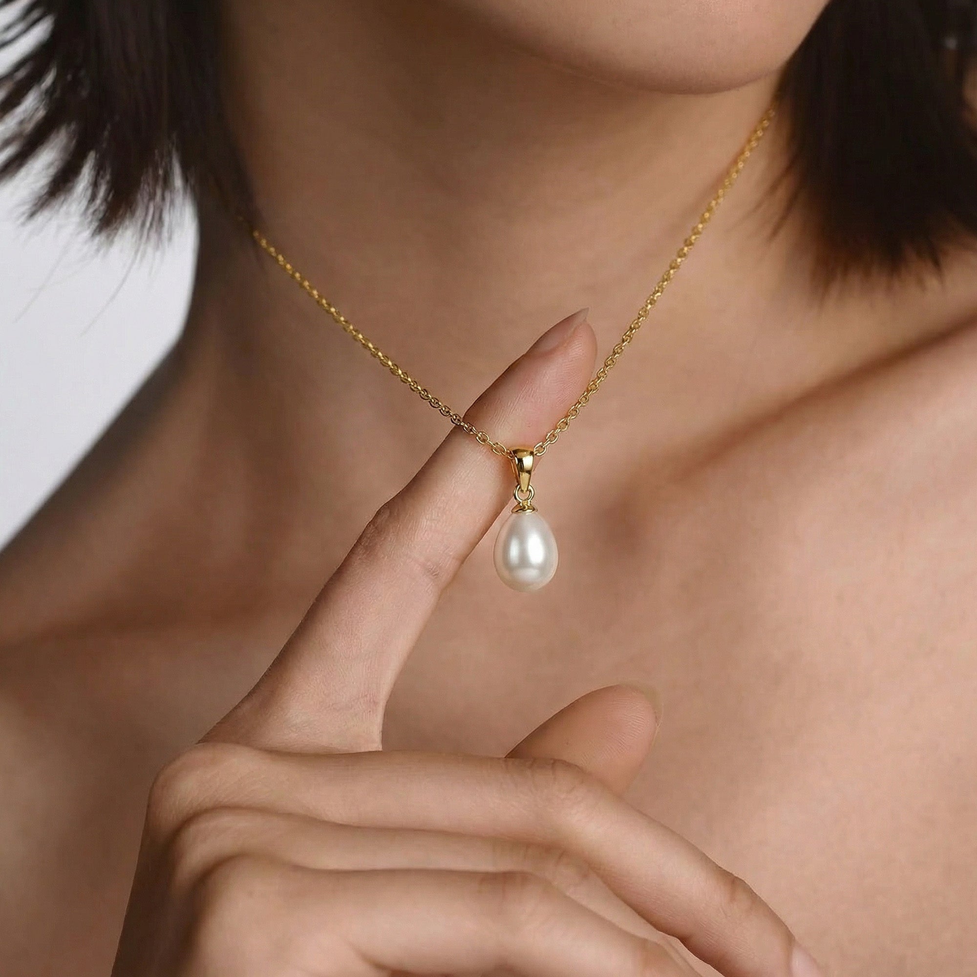 Gold-Plated Sterling Silver Pearl Necklace