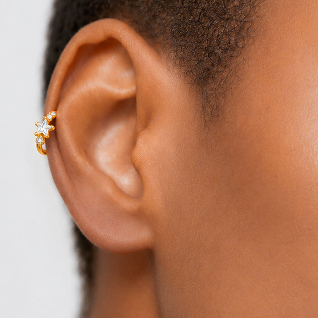 Star Zircon S925 Huggie Hoop Earrings