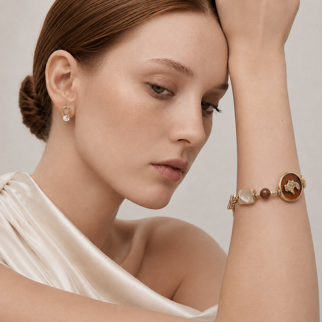 18K Gold-Plated Shell Horse Medallion Bracelet