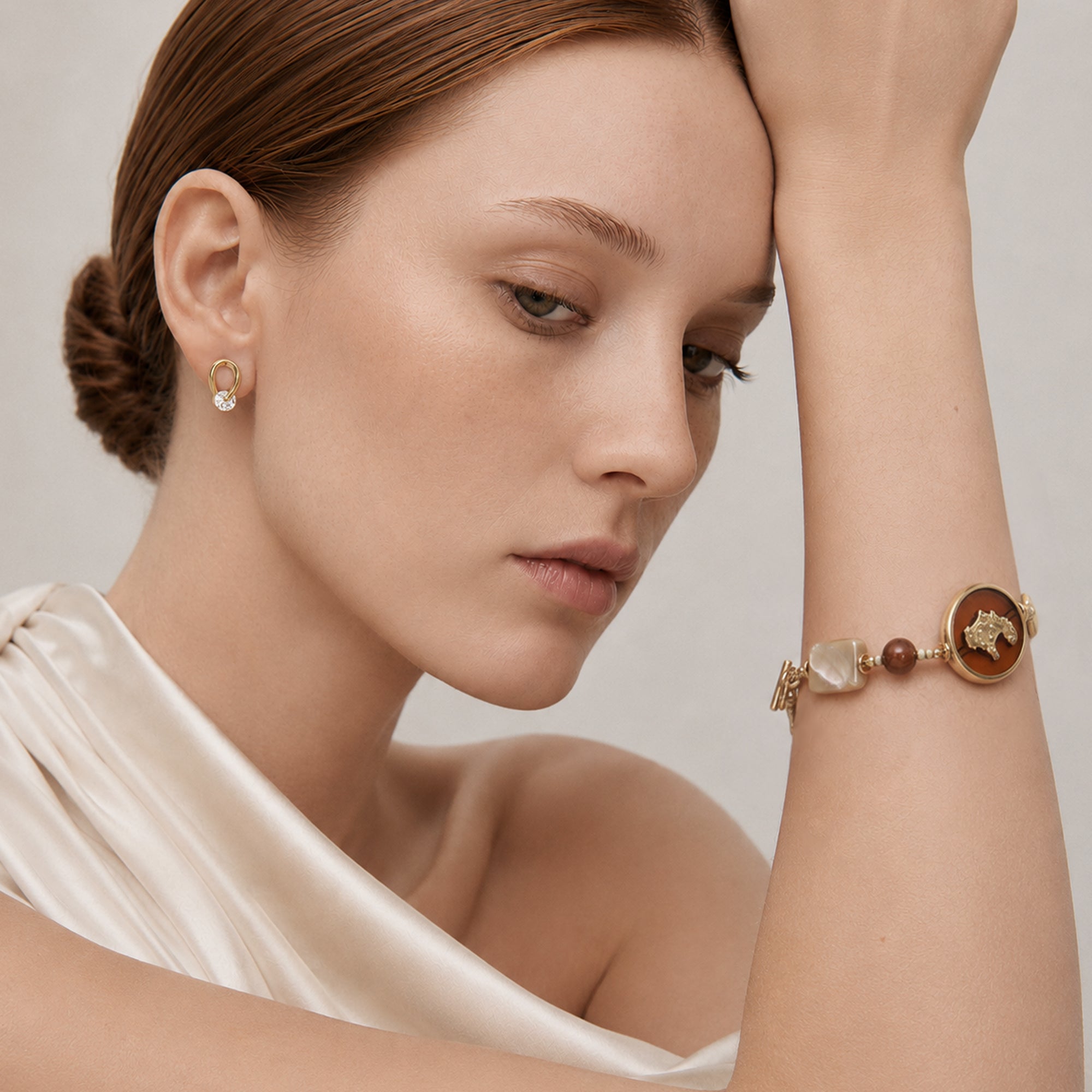 18K Gold-Plated Shell Horse Medallion Bracelet