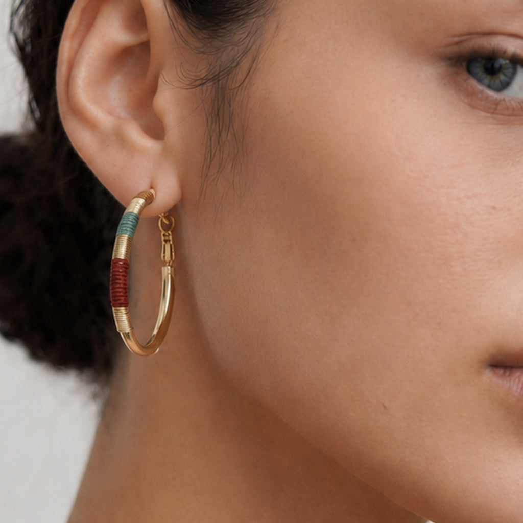 Multicolor Wrapped Hoop Earrings