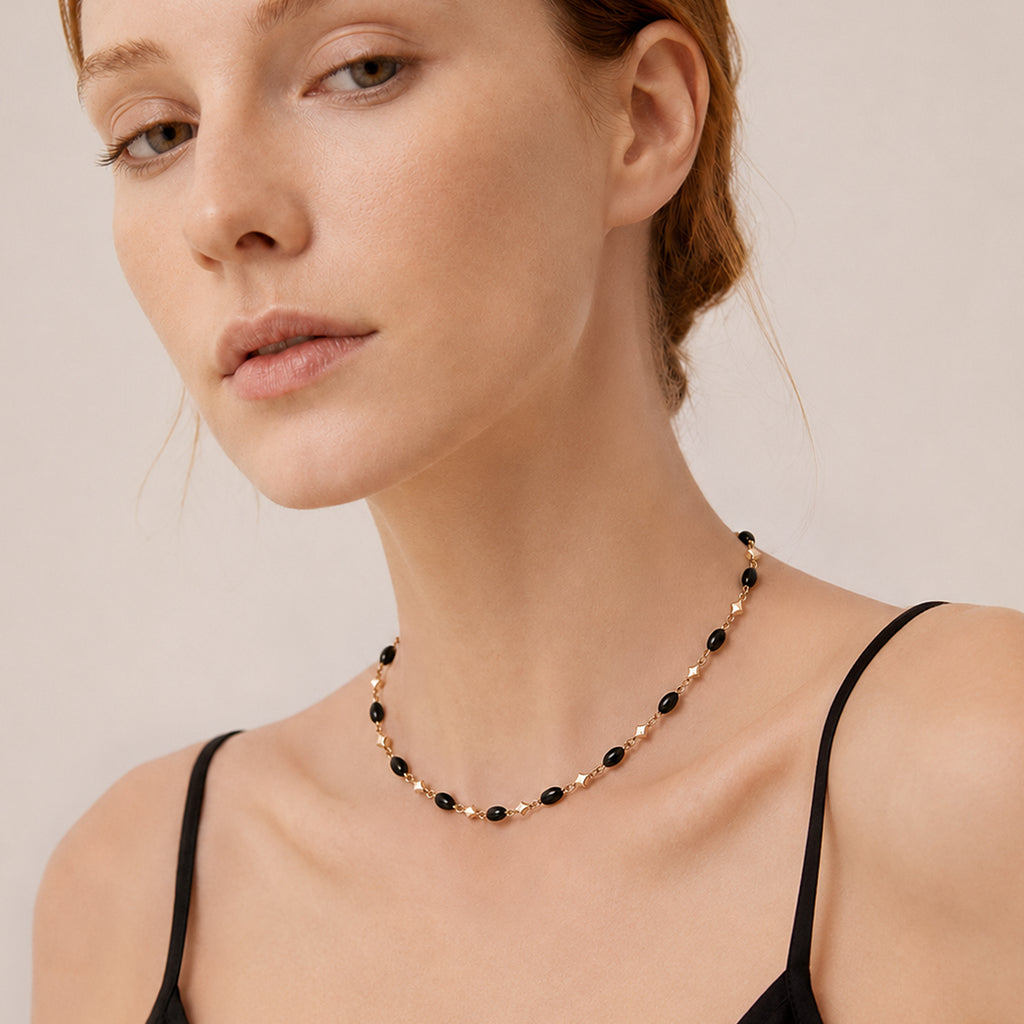 Black Spinel Gold-Plated Sterling Silver Necklace