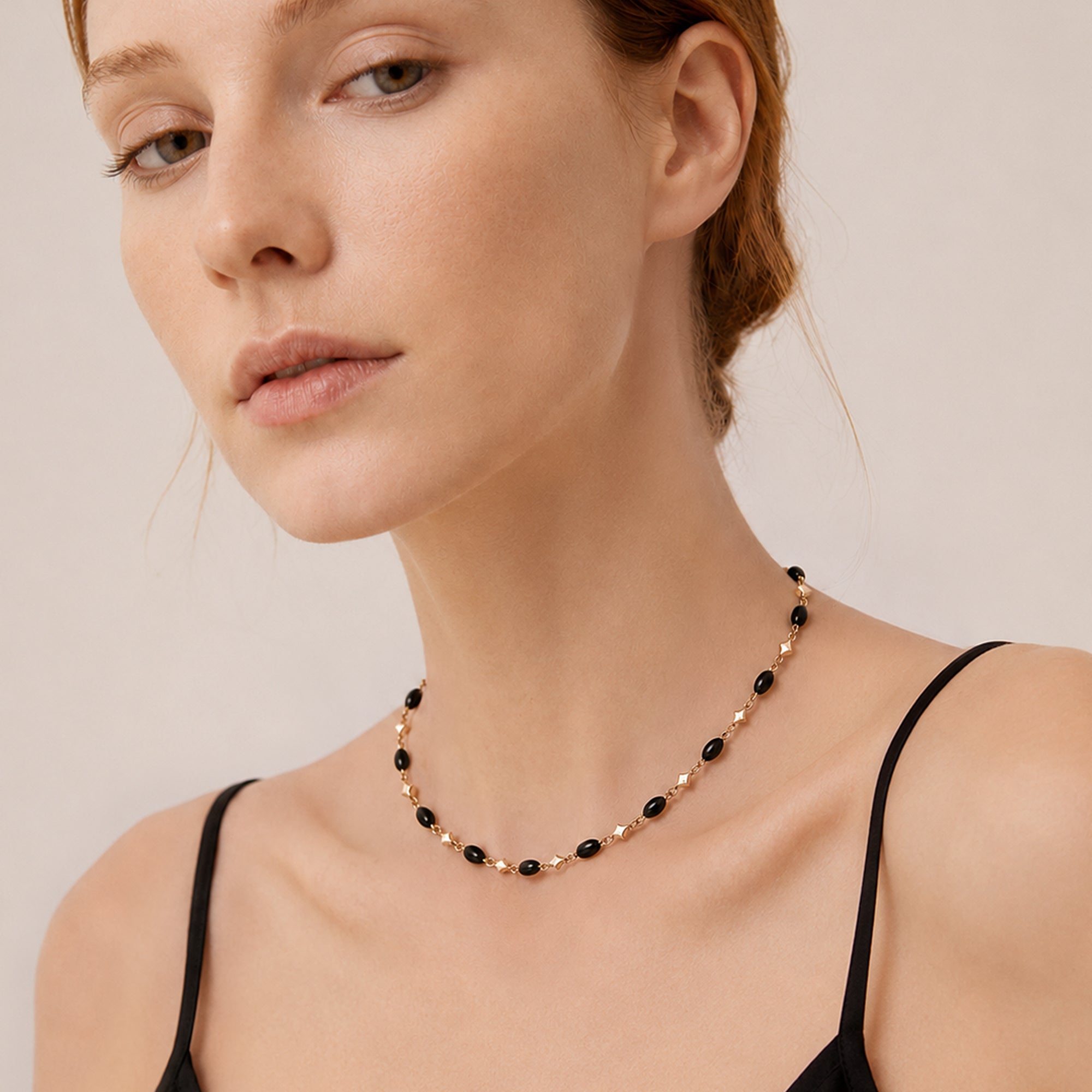 Black Spinel Gold-Plated Sterling Silver Necklace