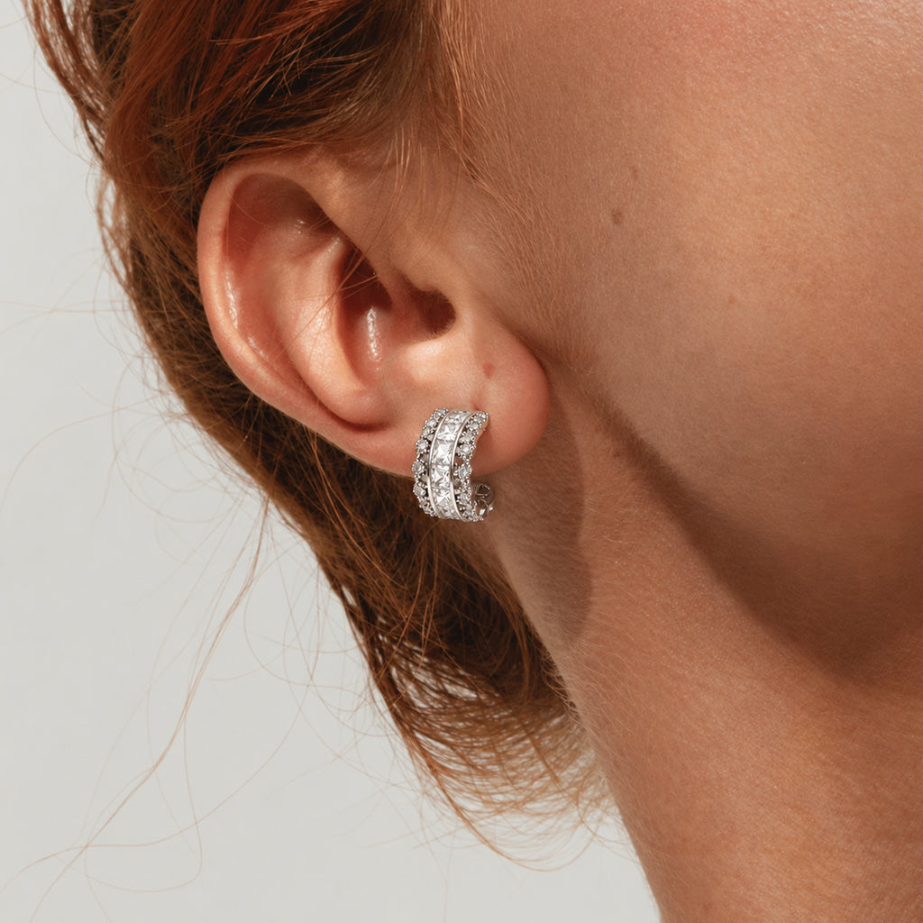Channel-Set Zircon Half-Hoop Earrings