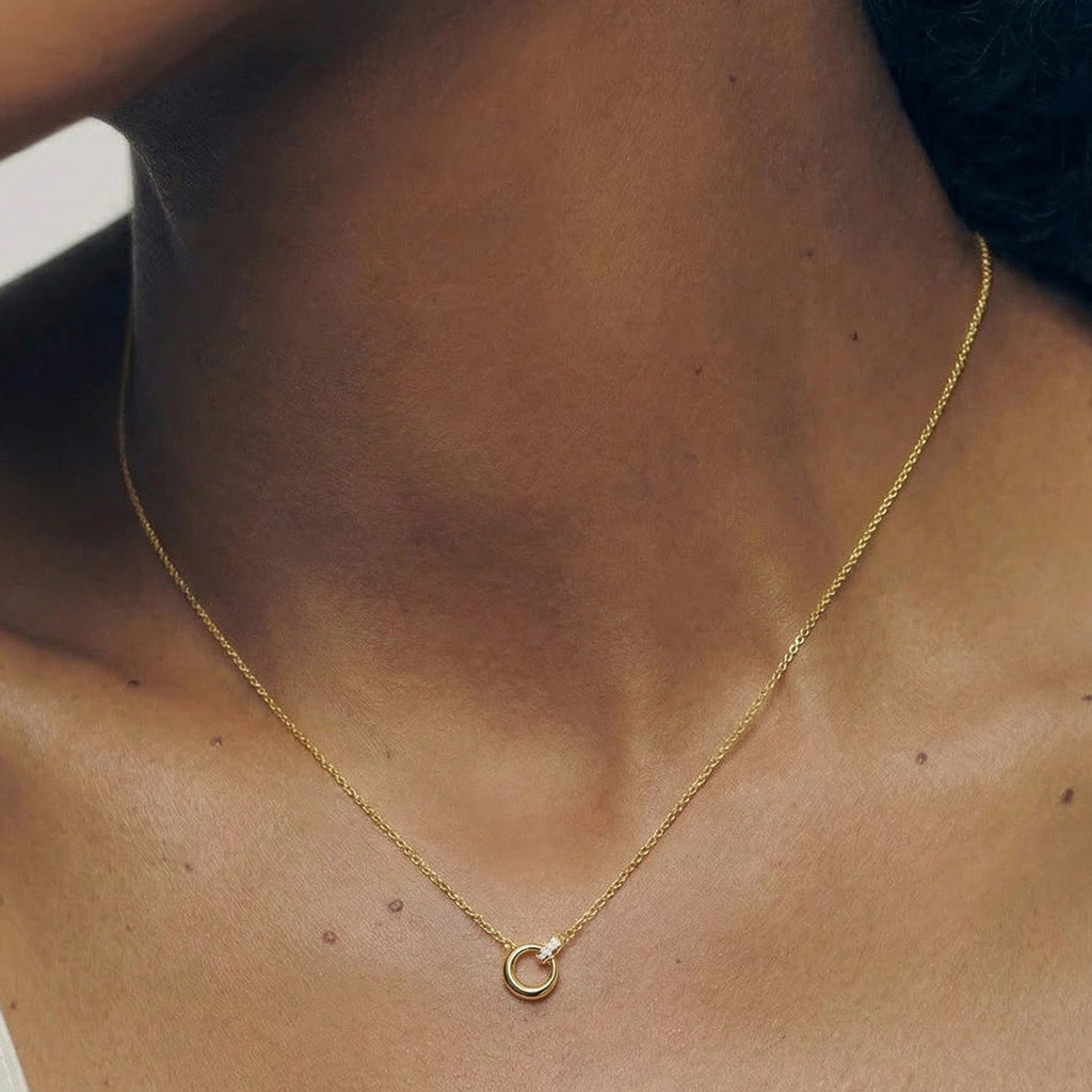 Gold-Plated S925 Geometric Ring Necklace