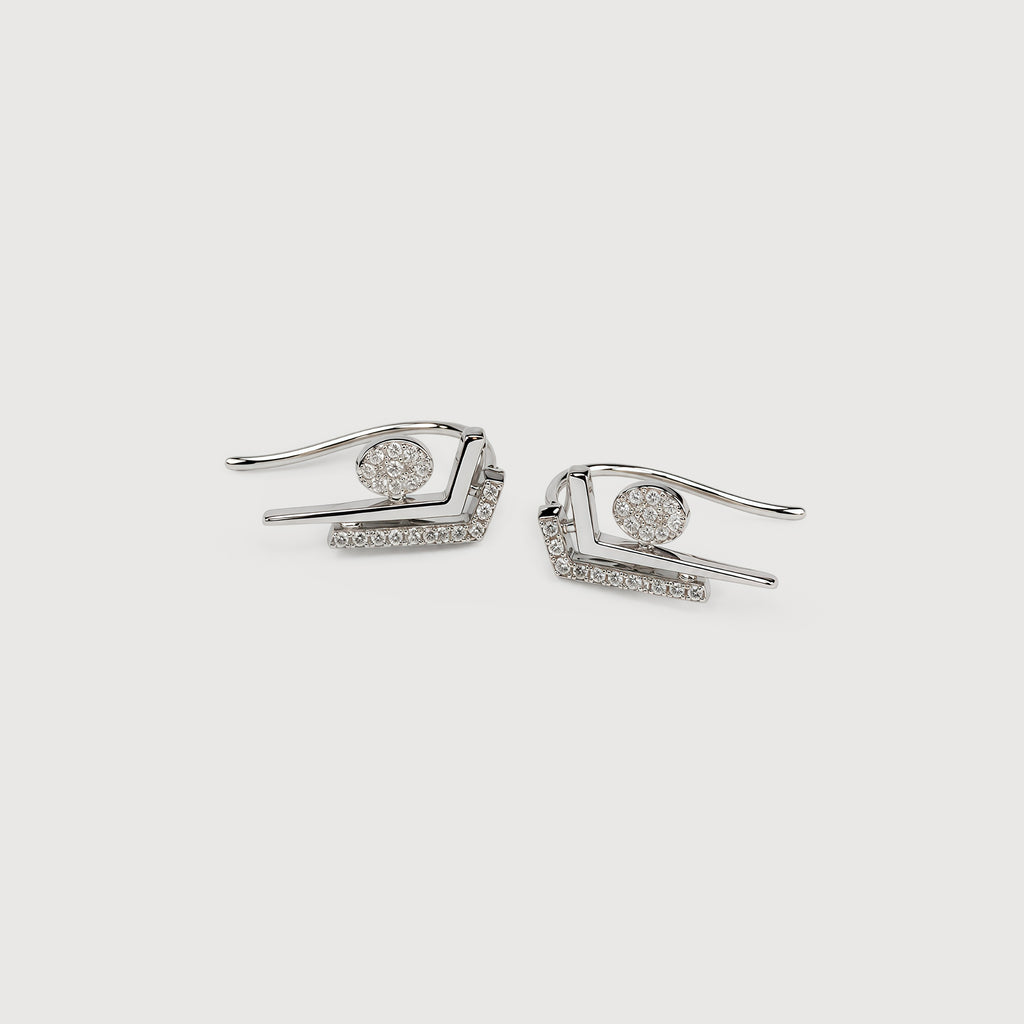 Geometric Pavé Zircon Ear Climber Earrings