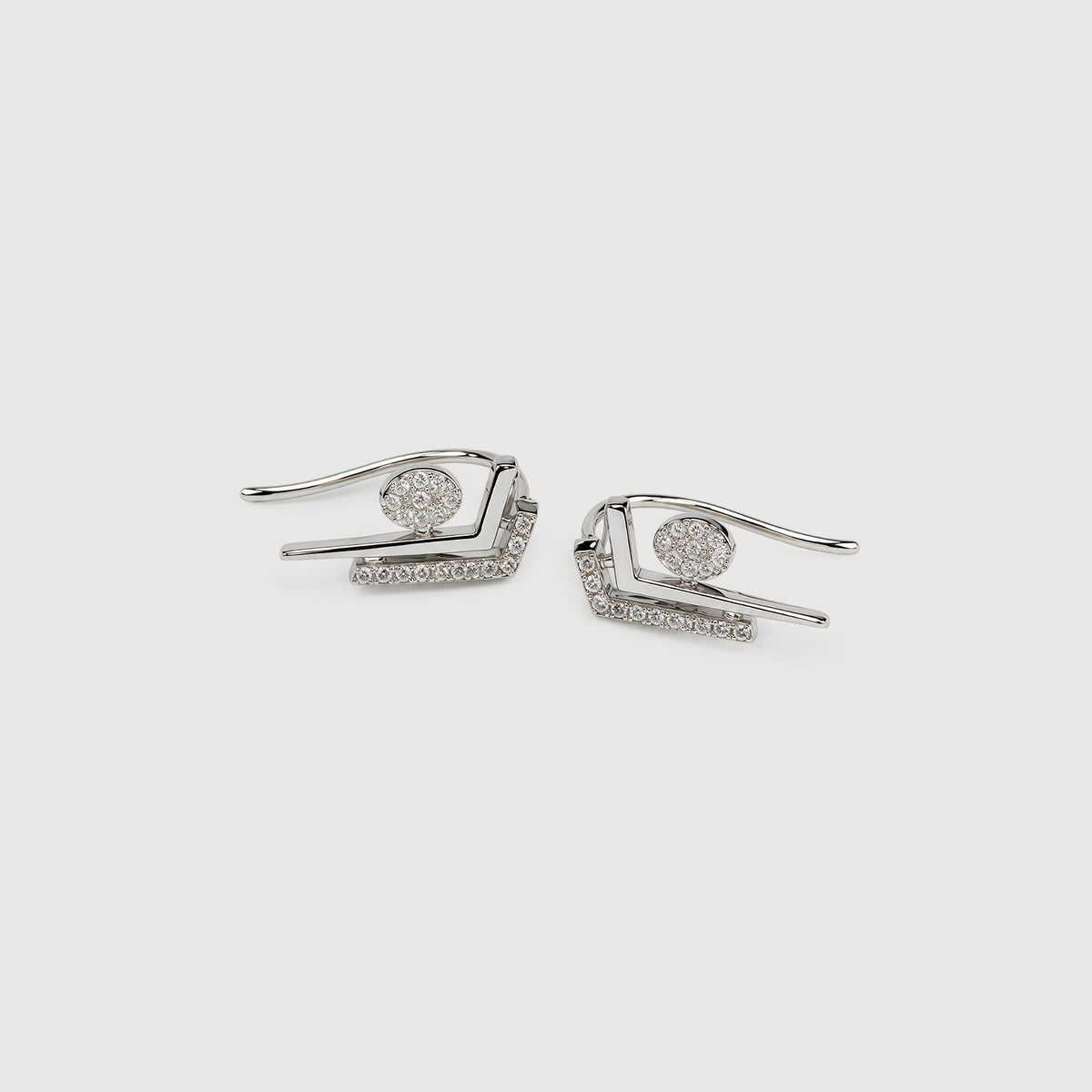 Geometric Pavé Zircon Ear Climber Earrings