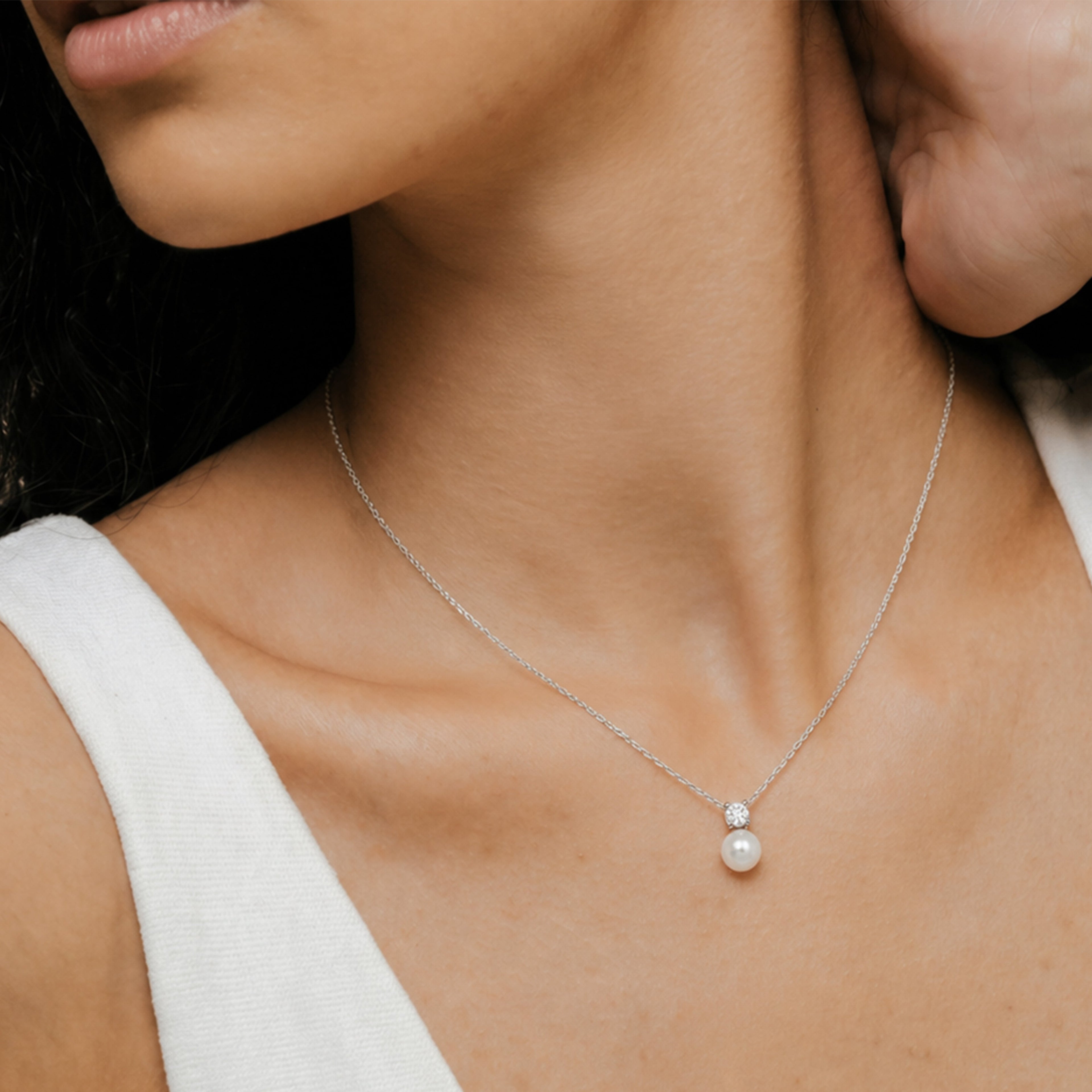 Pearl-Style Drop Sterling Silver Necklace