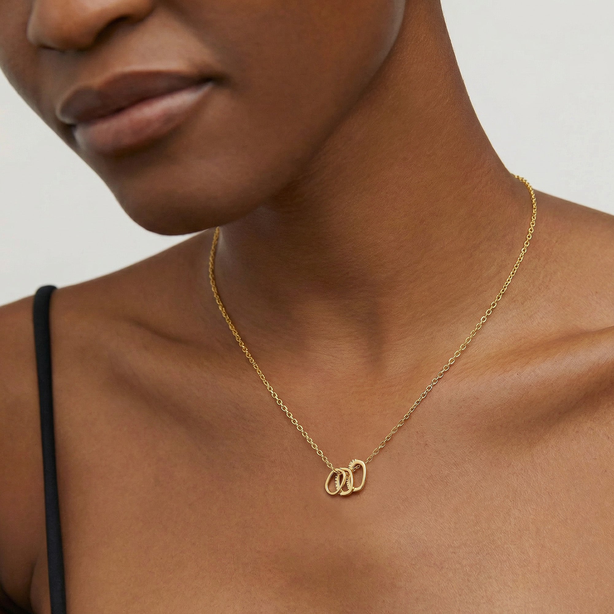Gold-Plated S925 Interlocking Ring Necklace