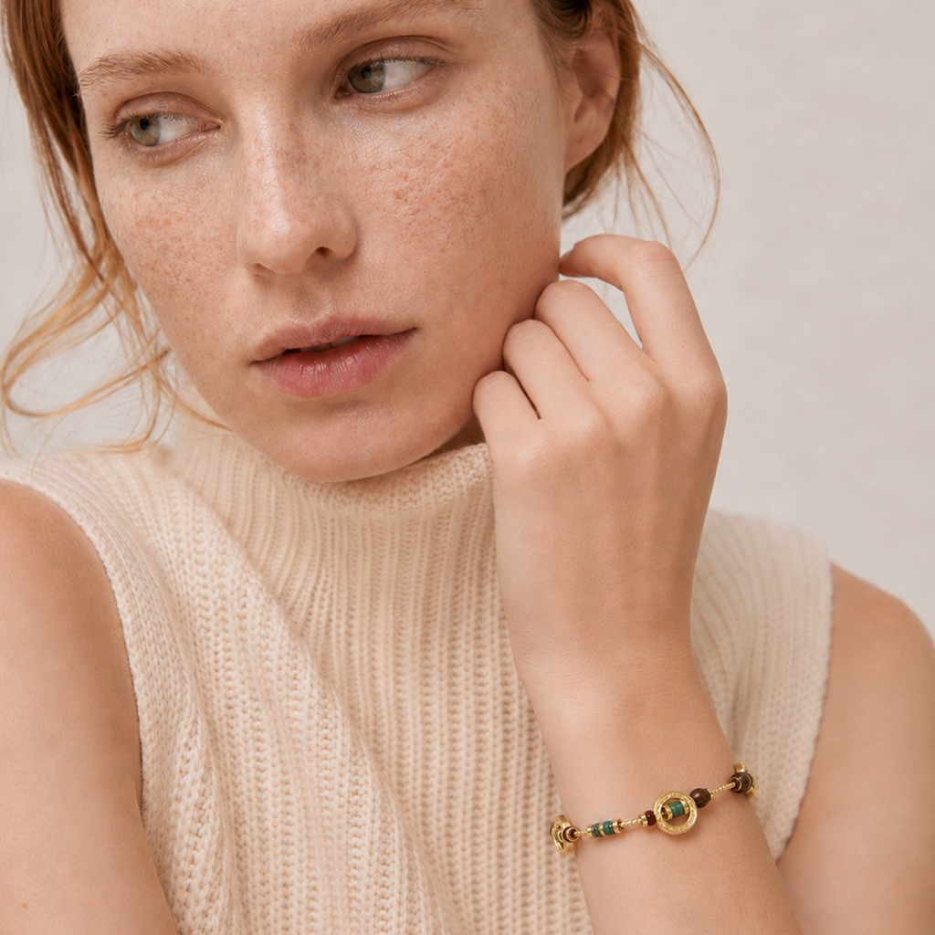 Gold-Plated Mixed Natural Stone Bracelet