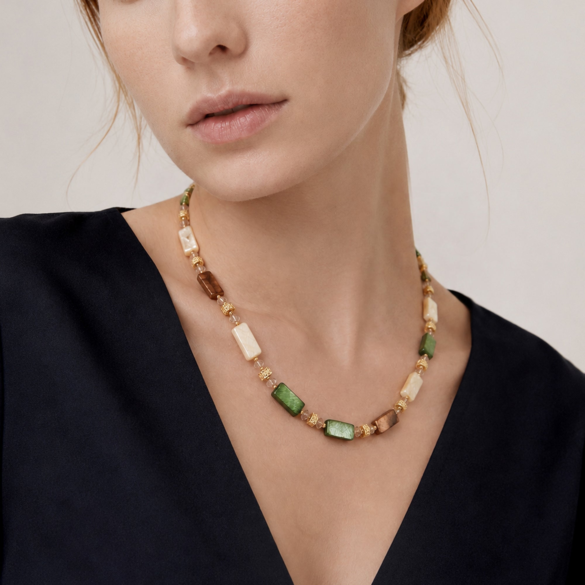 Shell and Glass Crystal Slider Necklace