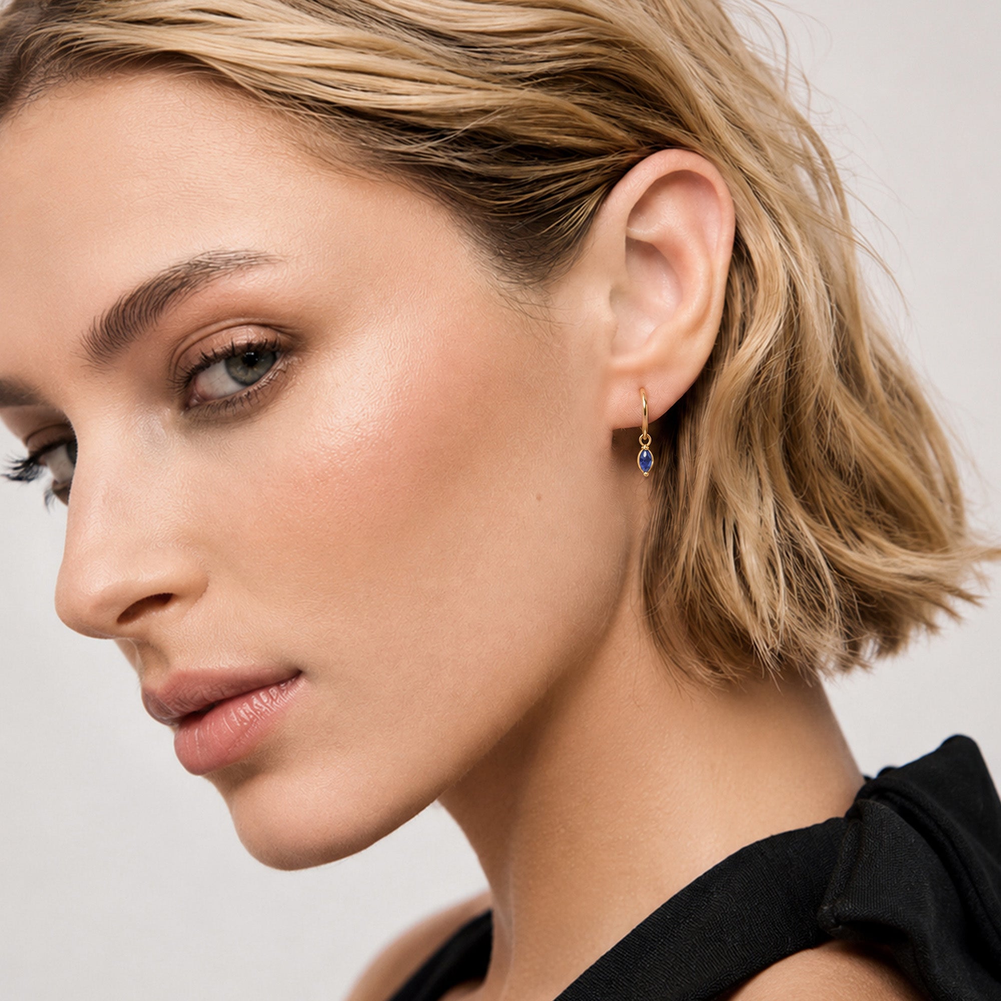 Marquise Natural Stone Huggie Earrings