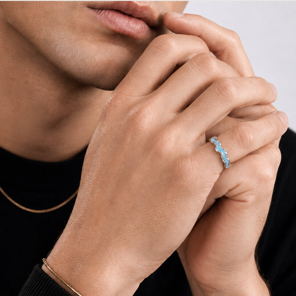 S999 Silver Forget-Me-Not Couple Ring Set