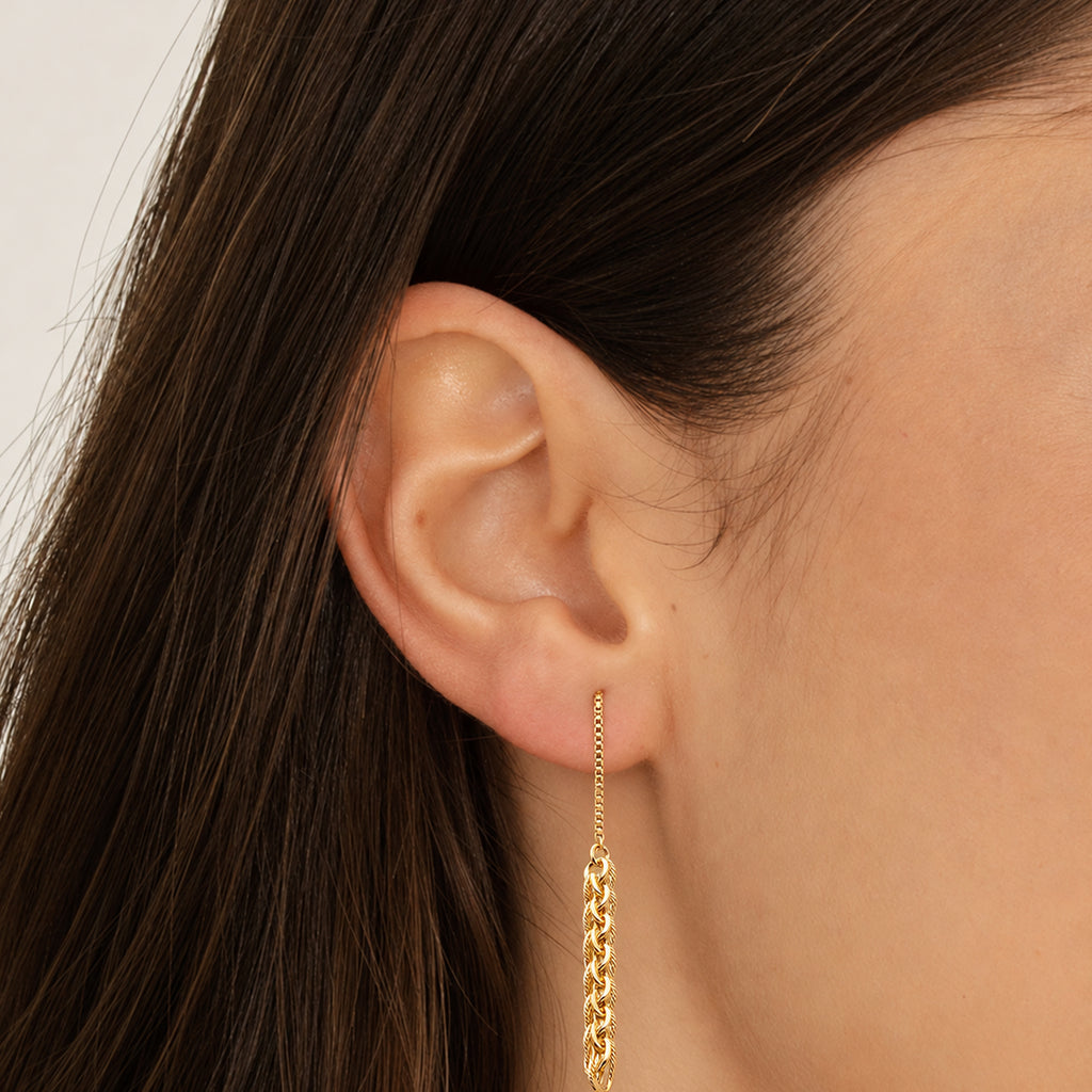 Layered Chain Drop Stud Earrings