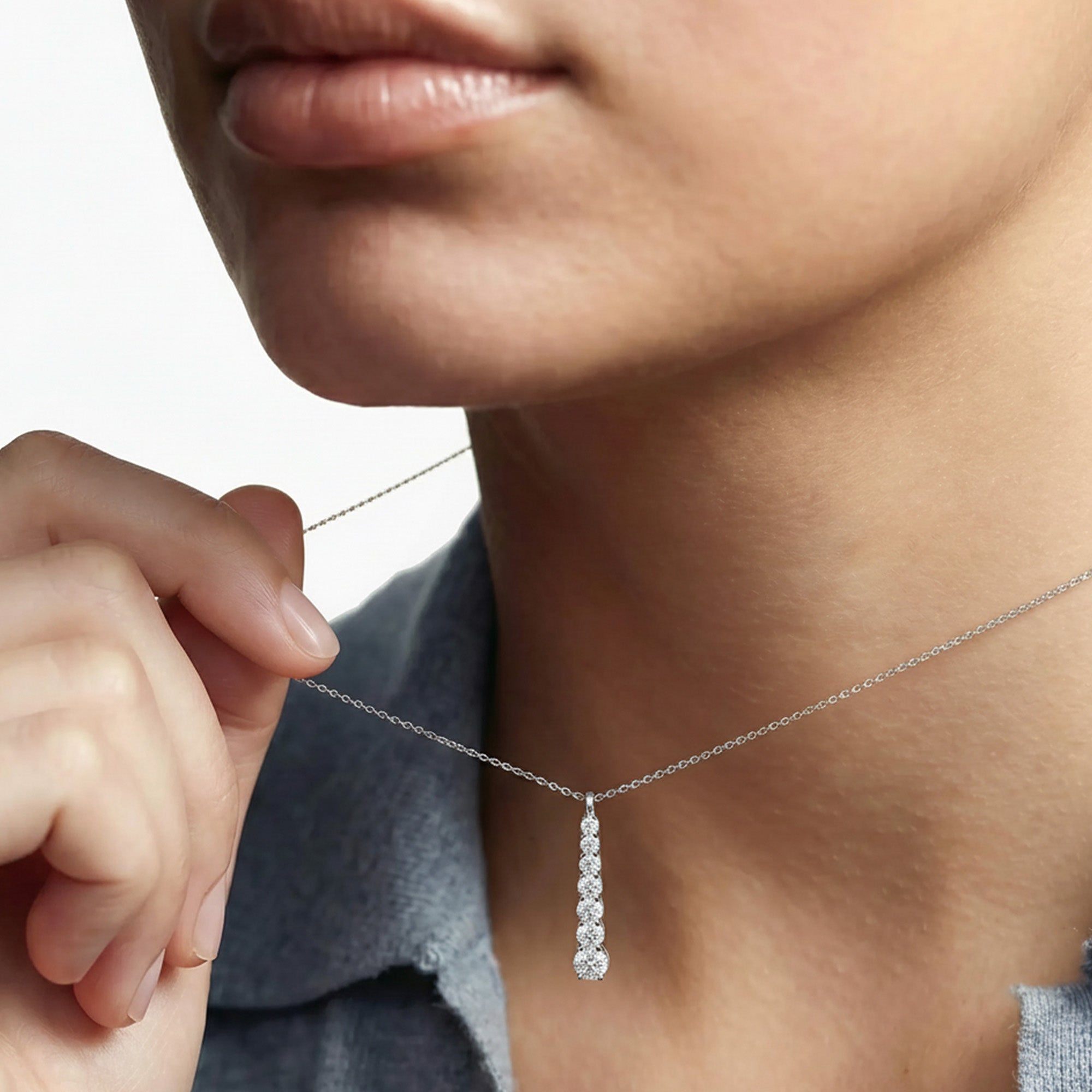 Gold-Plated Graduated Stone Bar Necklace
