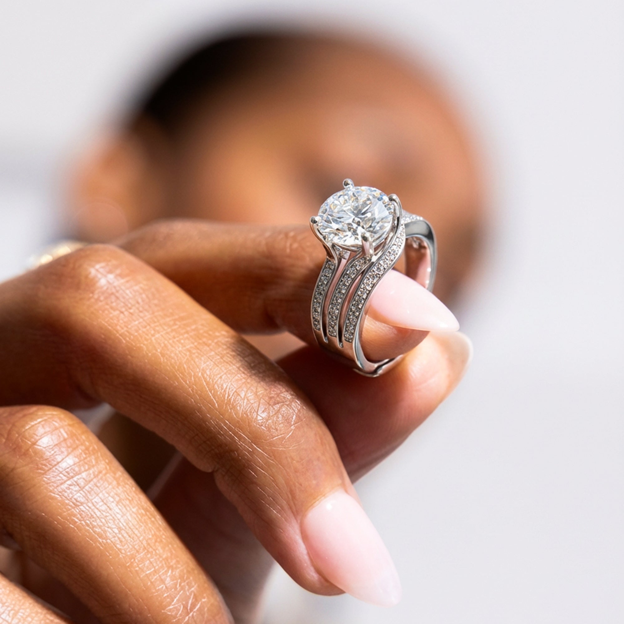 Silver-Tone Round Zircon Swirl Ring