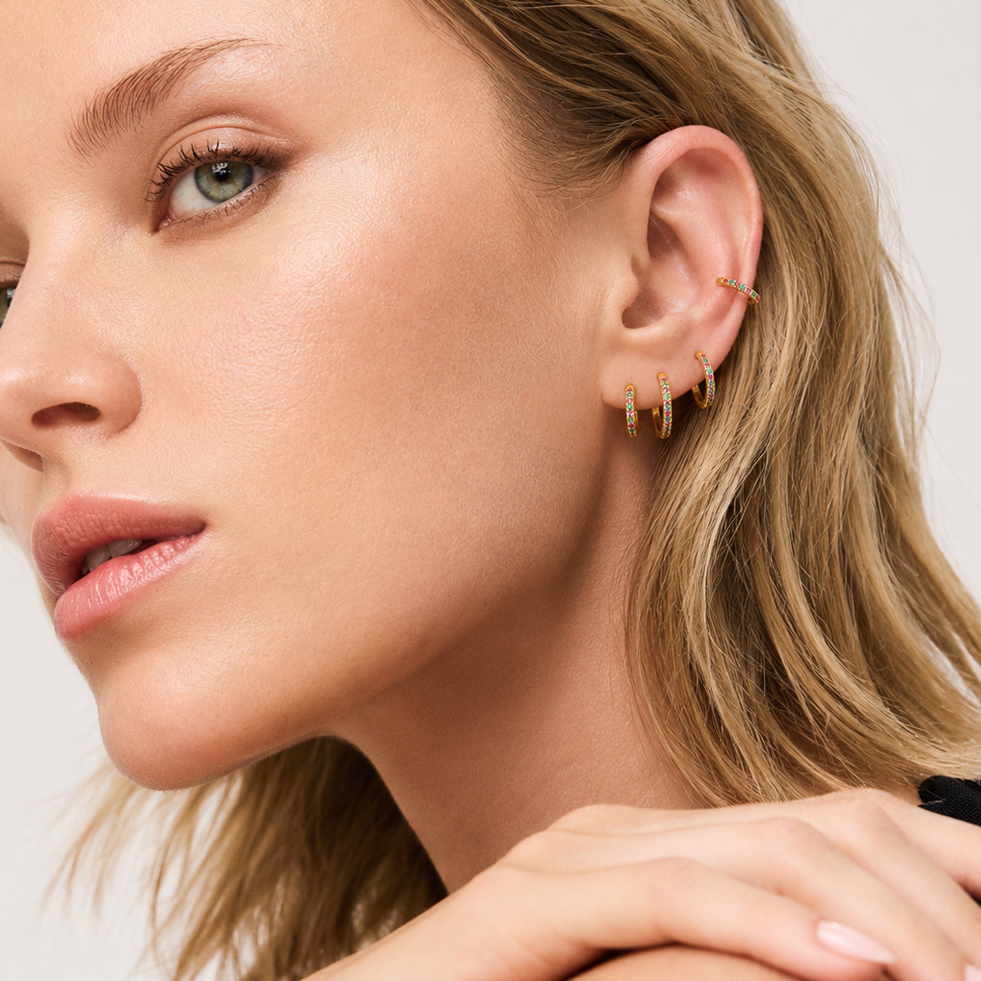 Multicolor Zircon Hoop Earrings