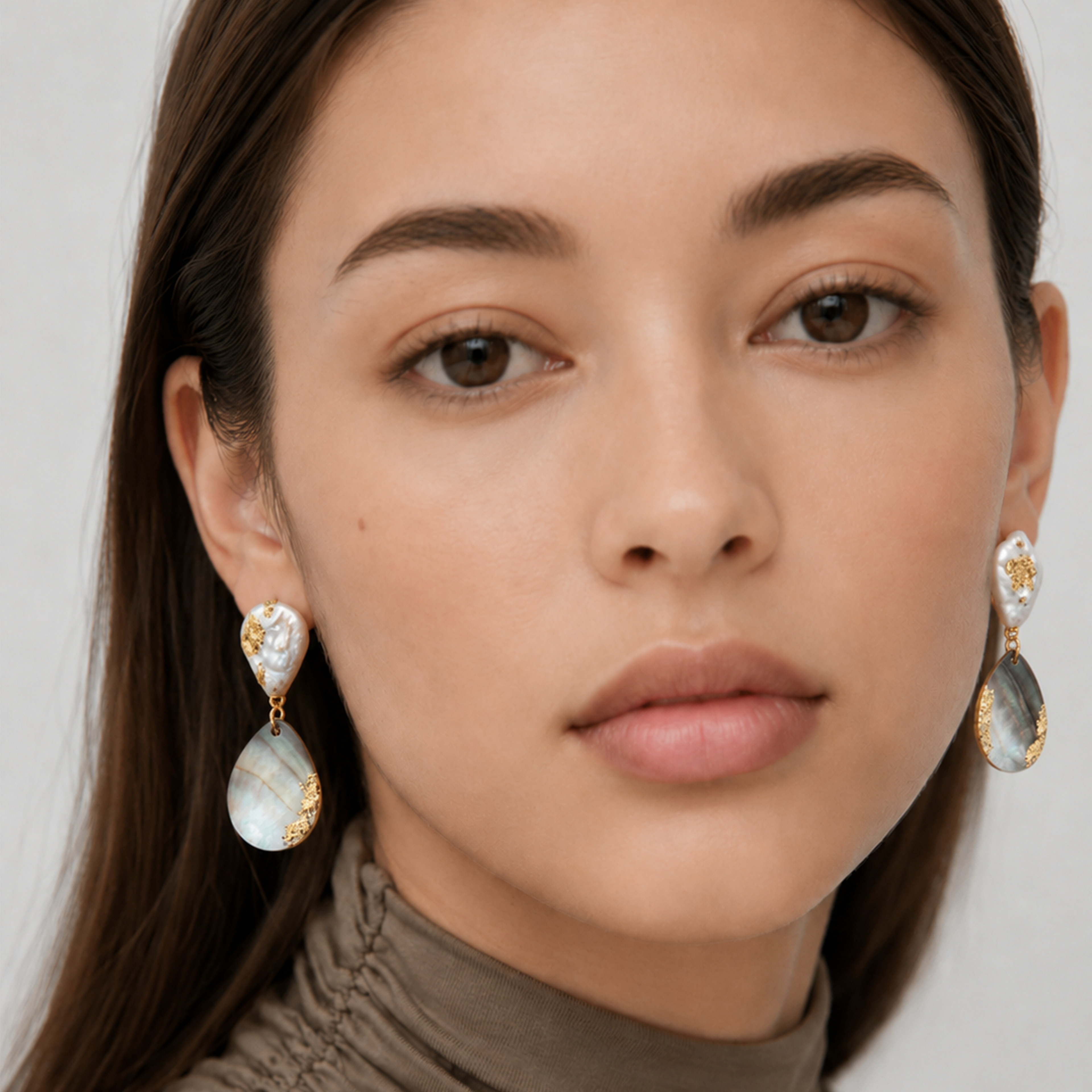 Turquoise Pearl S925 Curved Hoop Earrings
