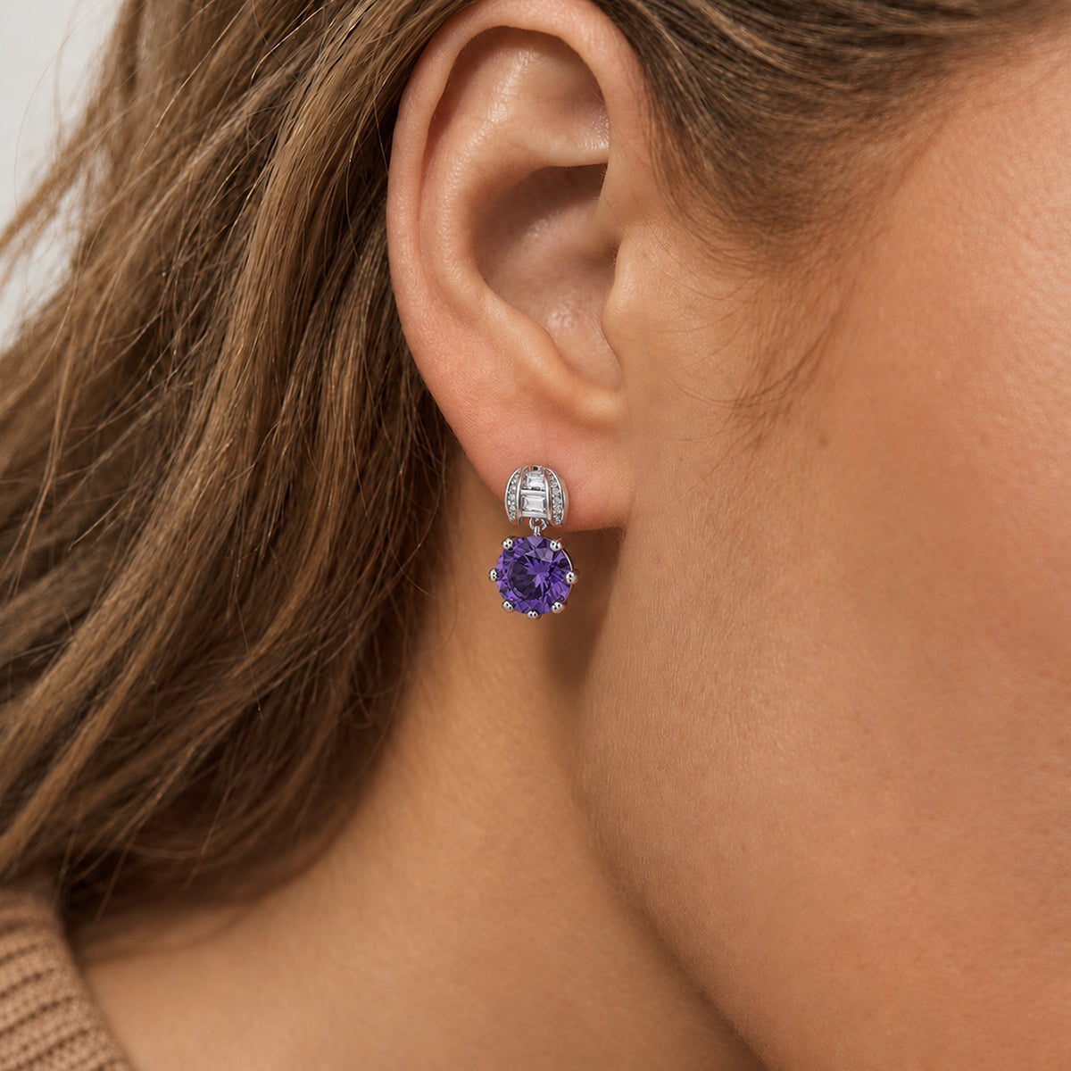 Crystal Round Drop Stud Earrings