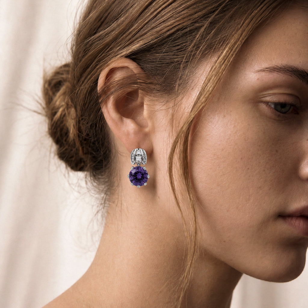 Crystal Round Drop Stud Earrings