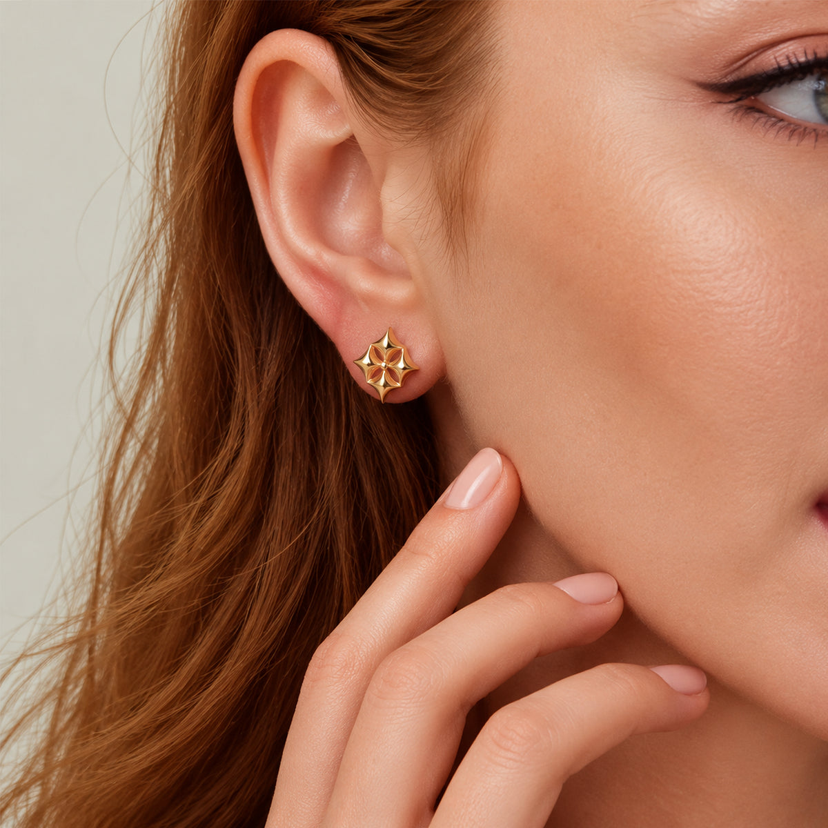 Floral Star Sterling Silver Stud Earrings