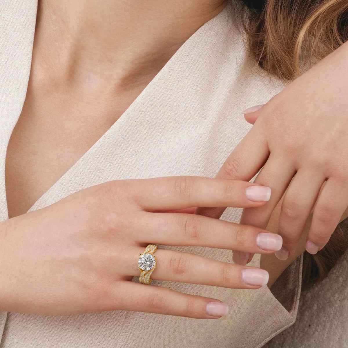 3-Carat Moissanite Pavé Sterling Silver Ring